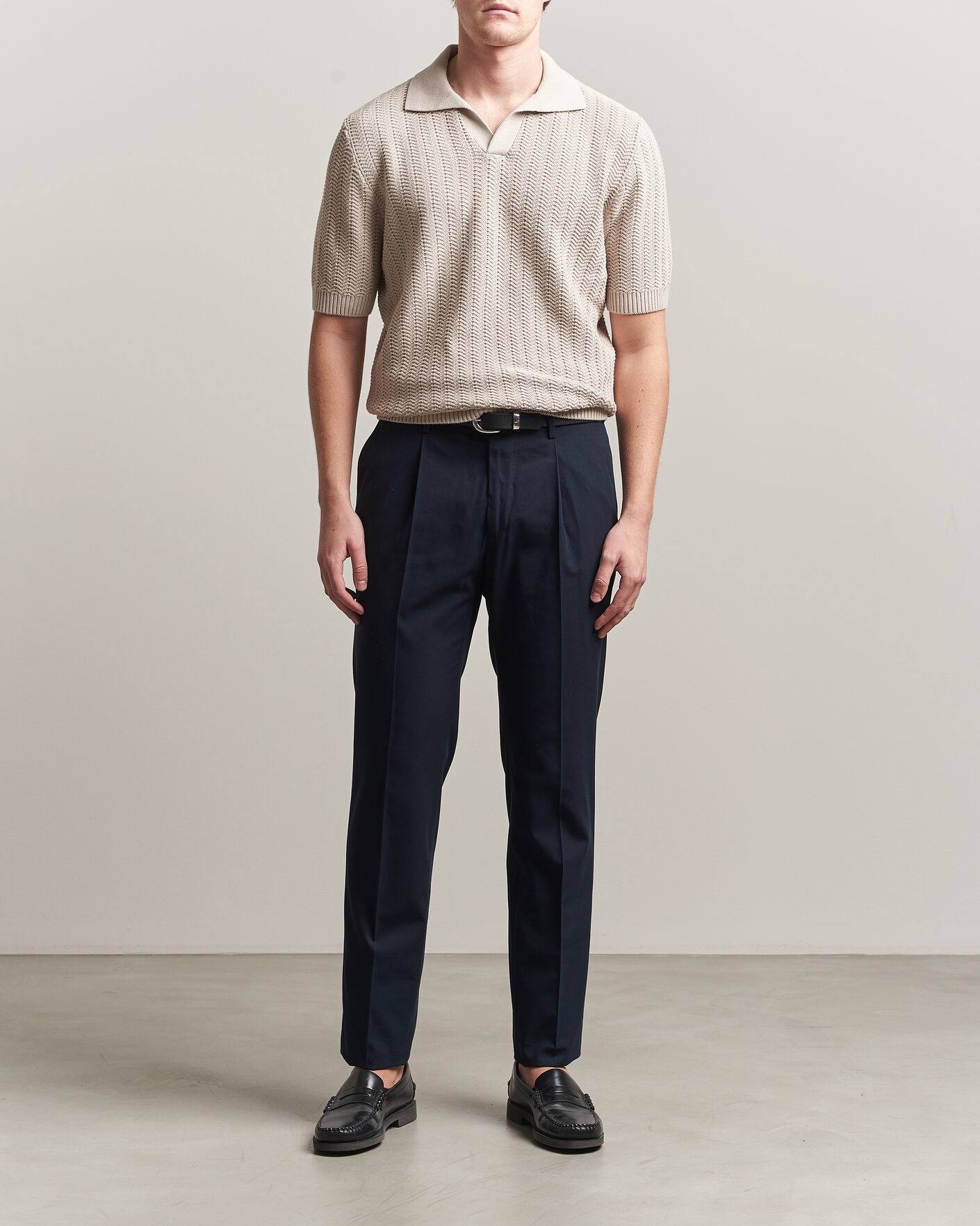 Herren | Poloshirts | Gran Sasso | Cotton Structured Knitted Polo Beige