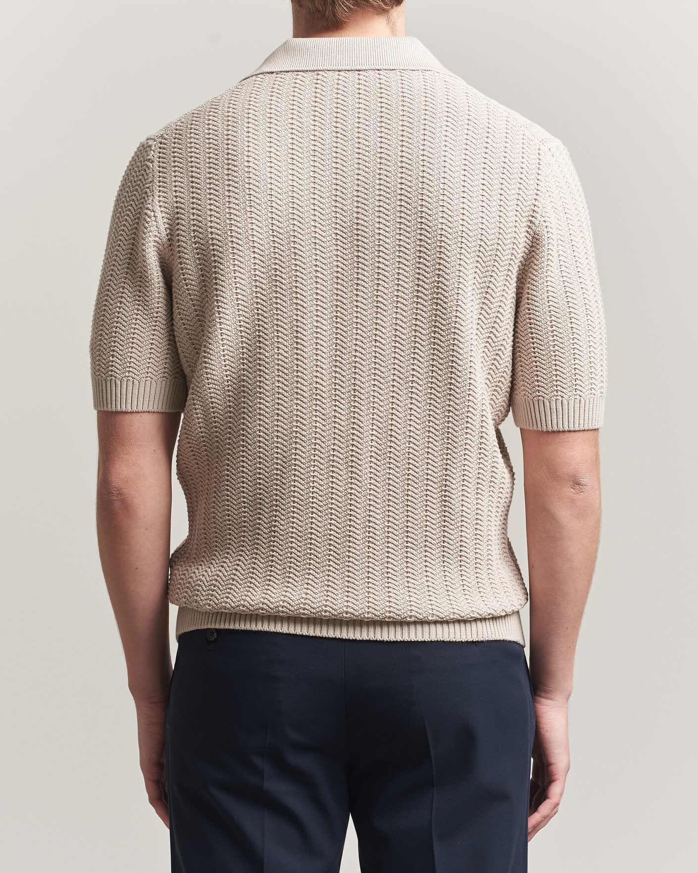 Herren | Poloshirts | Gran Sasso | Cotton Structured Knitted Polo Beige