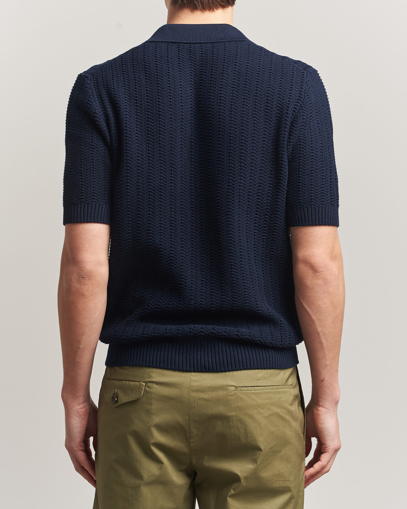 Herren | Poloshirts | Gran Sasso | Cotton Structured Knitted Polo Navy