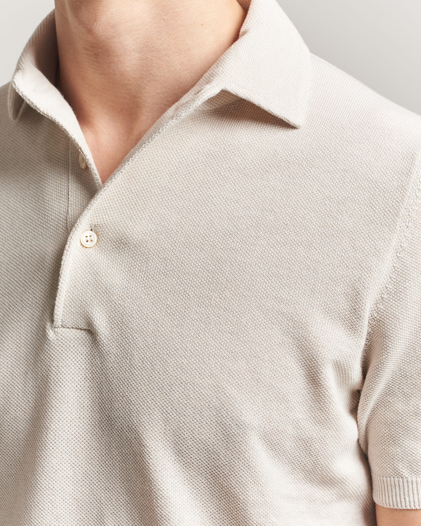 Herren | Poloshirts | Gran Sasso | Cotton Textured Knitted Polo Light Beige
