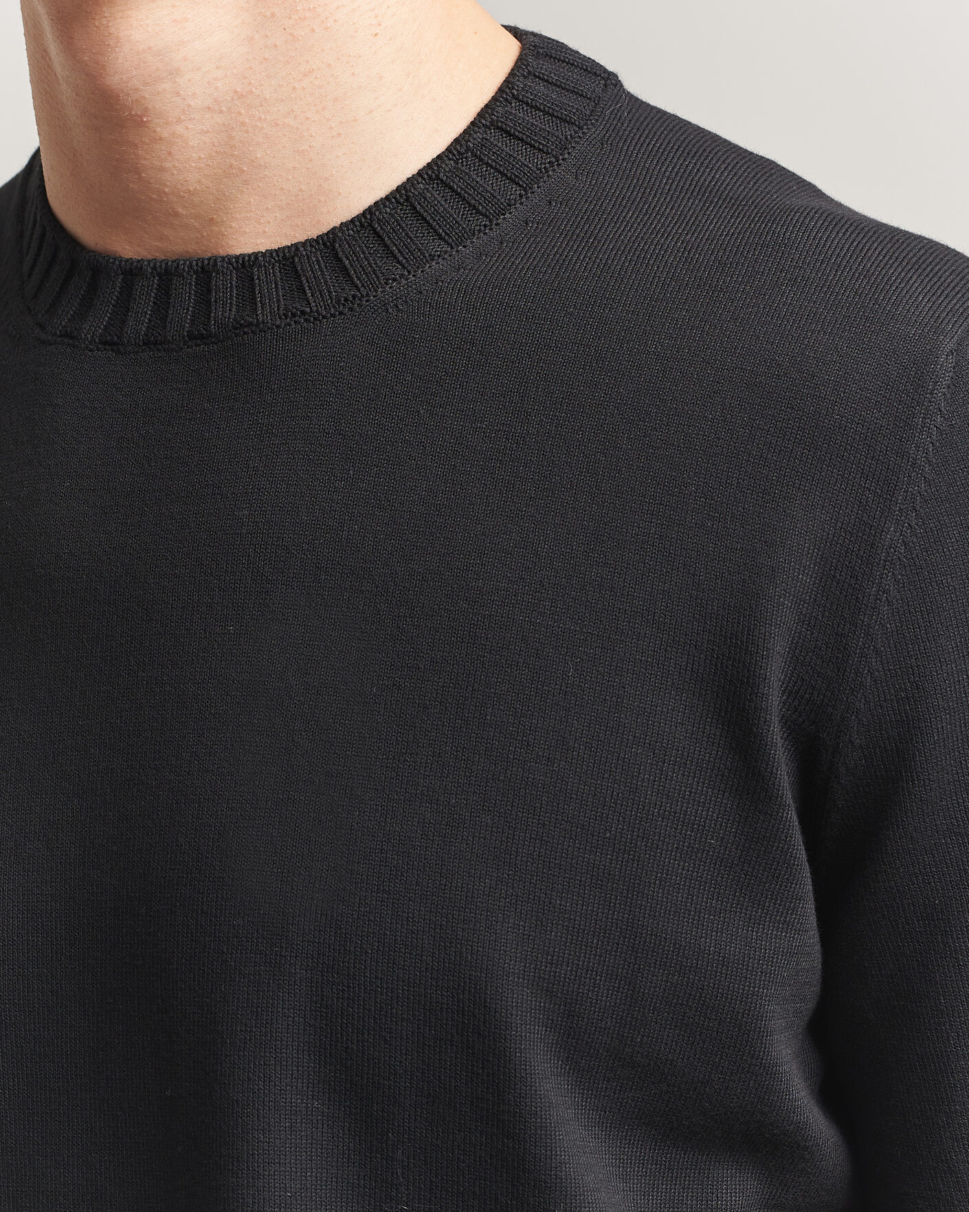 Herren | T-Shirts | Gran Sasso | Cotton Heavy Knitted Crew Neck T-Shirt Black