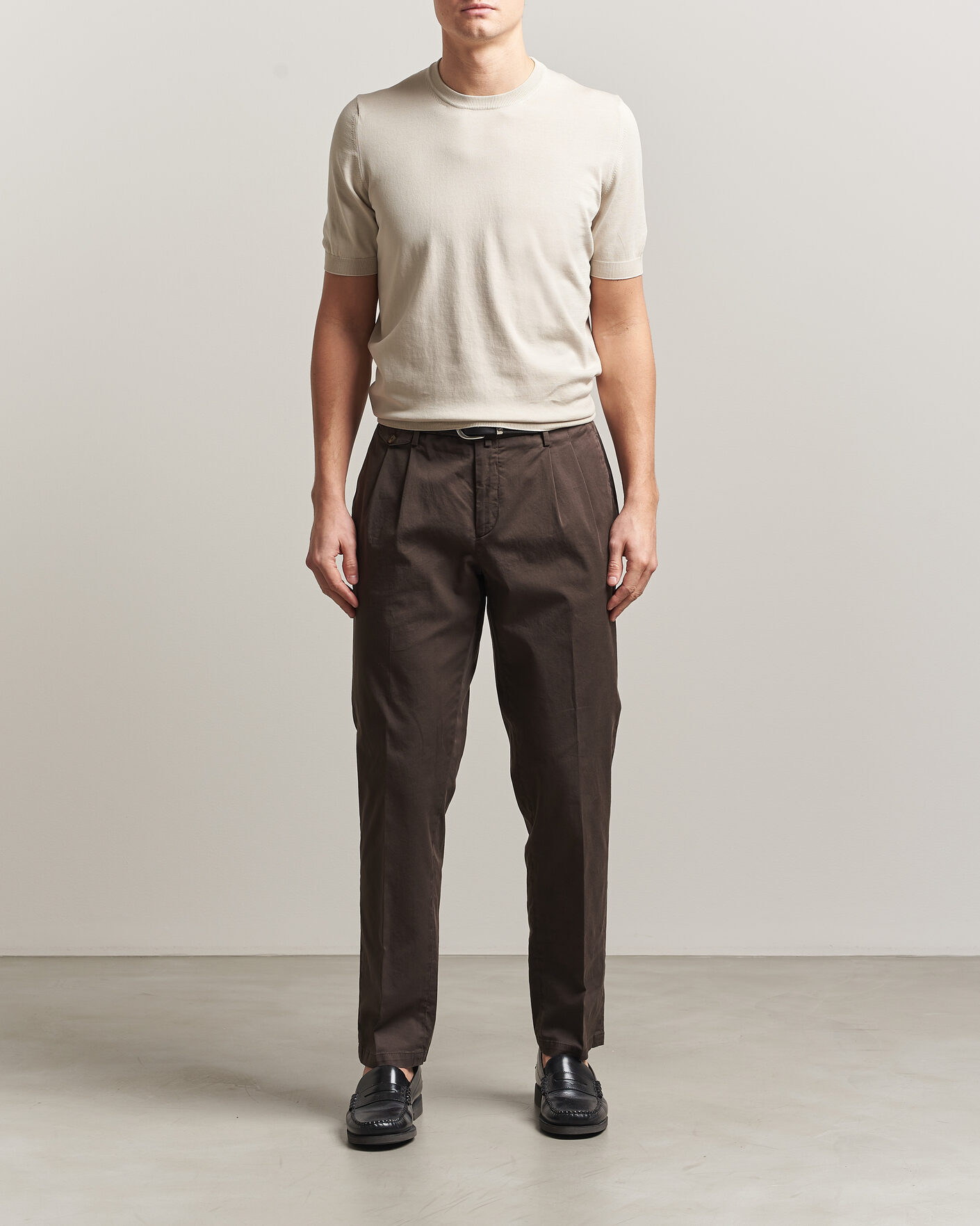 Herren | T-Shirts | Gran Sasso | Cotton Knitted Crew Neck T-Shirt Beige Melange