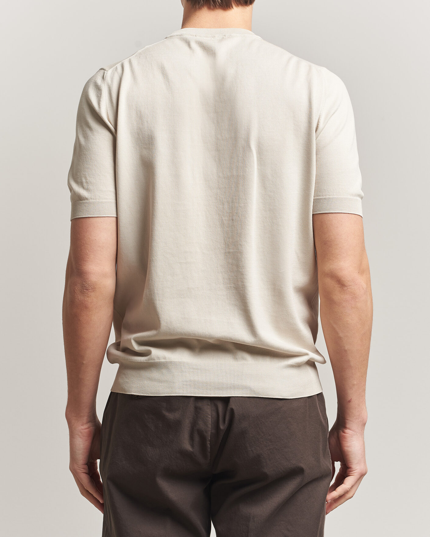 Herren | T-Shirts | Gran Sasso | Cotton Knitted Crew Neck T-Shirt Beige Melange