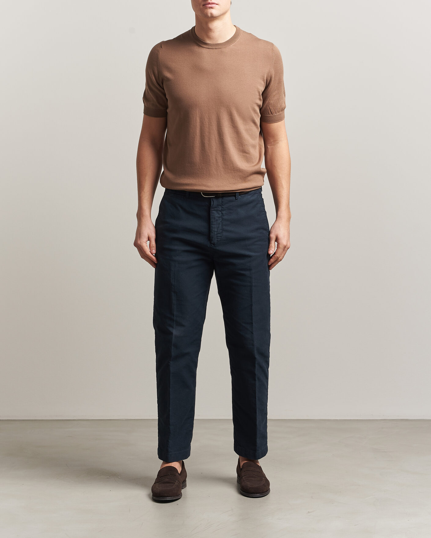 Herren | T-Shirts | Gran Sasso | Cotton Knitted Crew Neck T-Shirt Brown