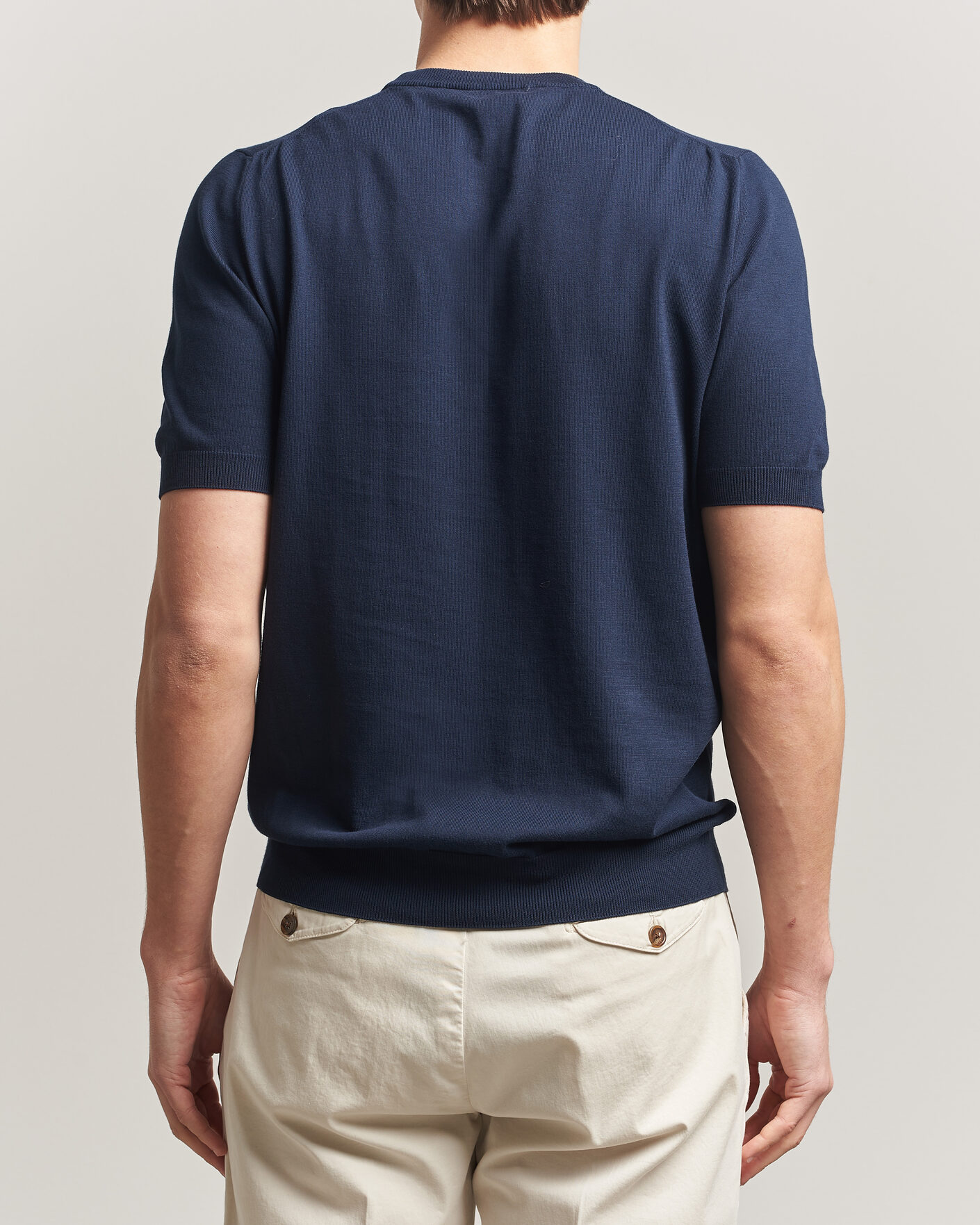 Herren | T-Shirts | Gran Sasso | Cotton Knitted Crew Neck T-Shirt Navy