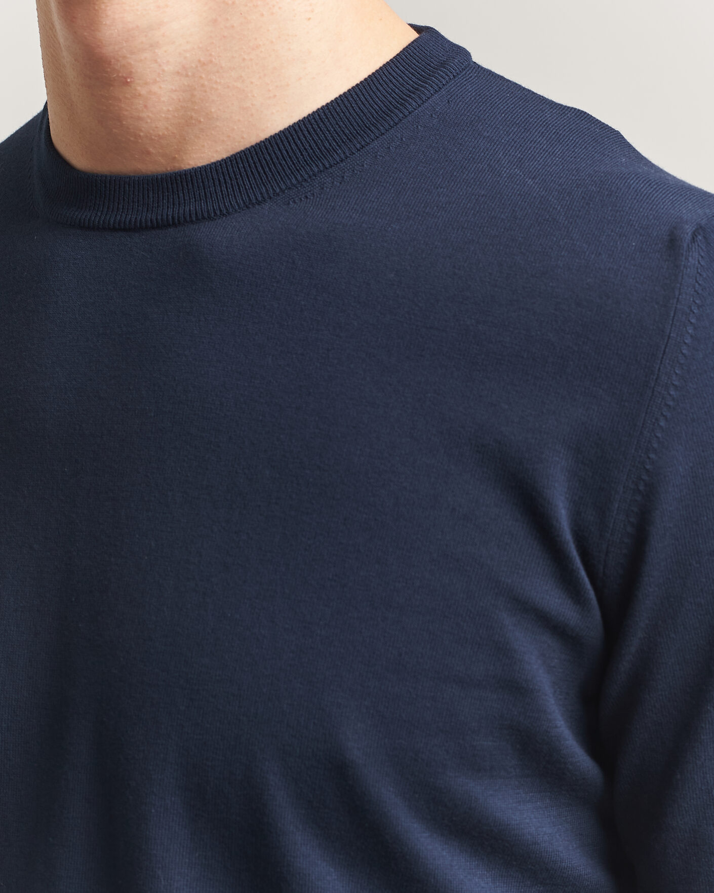 Herren | T-Shirts | Gran Sasso | Cotton Knitted Crew Neck T-Shirt Navy