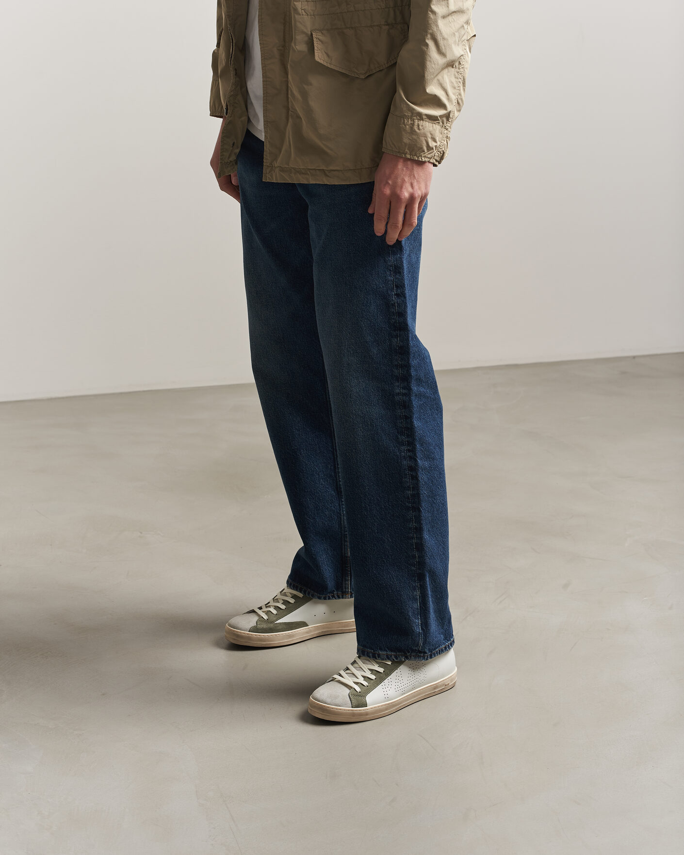 Herren | P448 John Leather/Suede Sneaker White/Olive/Grey | P448 | John Leather/Suede Sneaker White/Olive/Grey