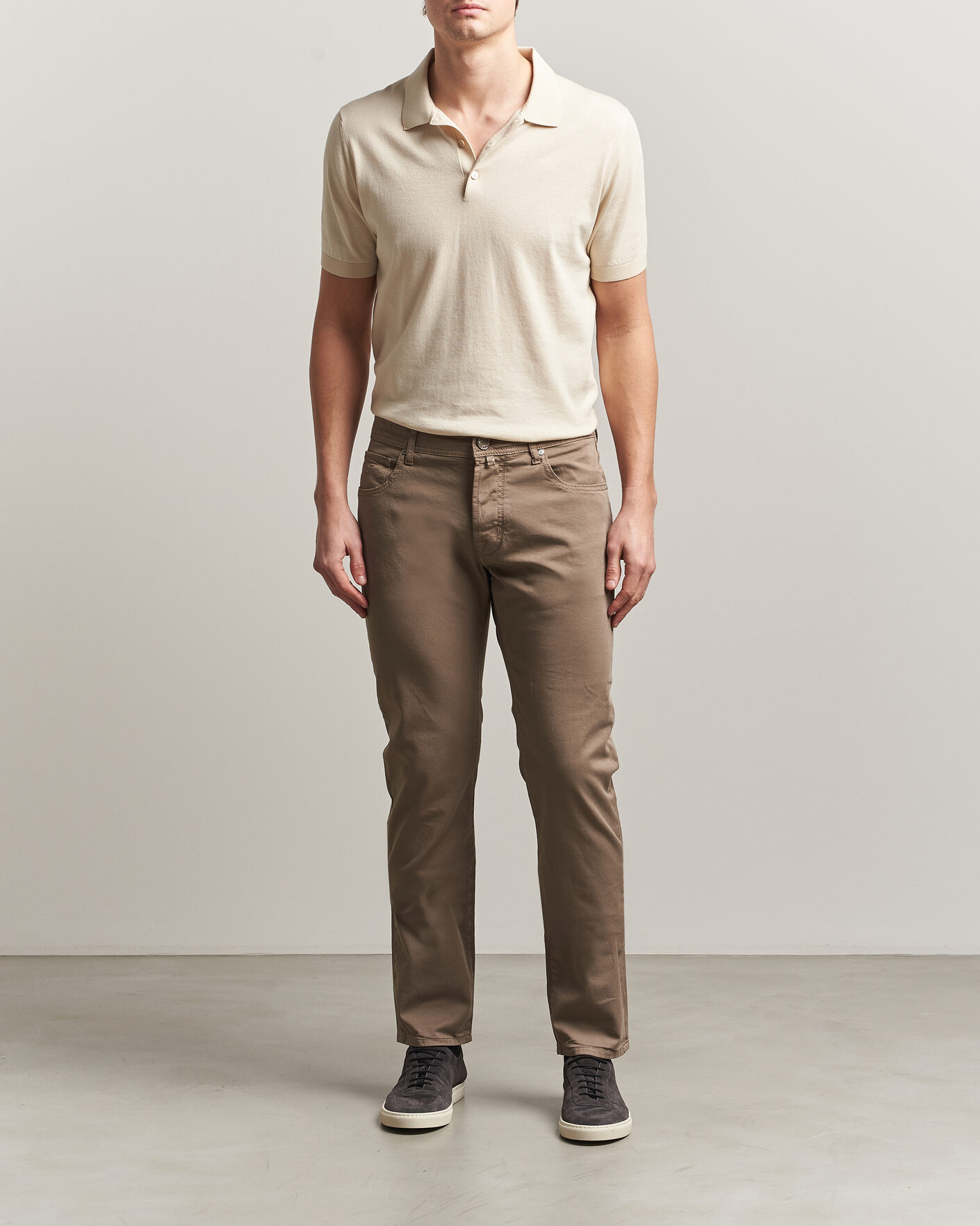 Herren | Hosen | Jacob Cohën | Bard Garment Dyed Gabardine Trousers Khaki Beige