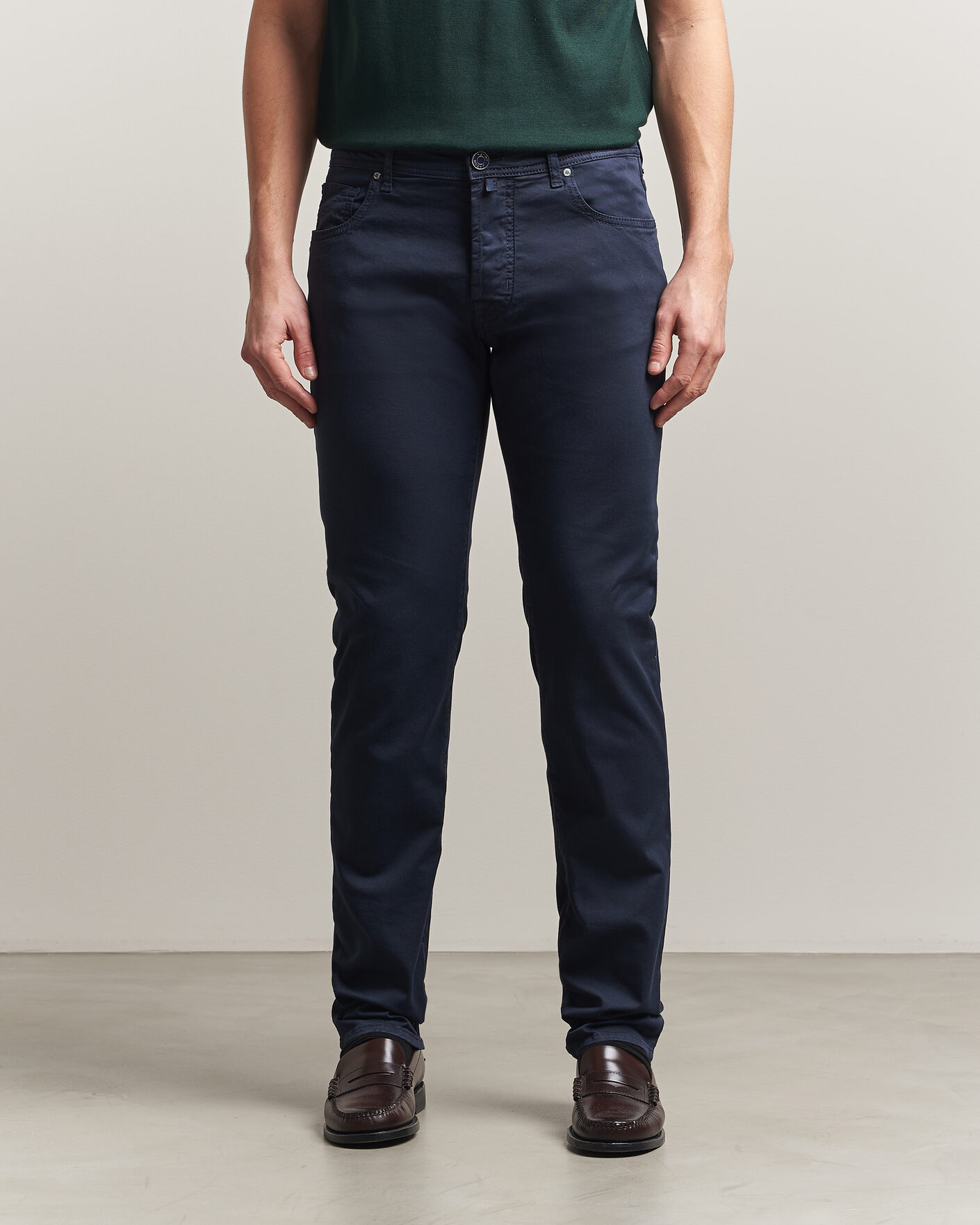 Herren | Hosen | Jacob Cohën | Bard Garment Dyed Gabardine Trousers Navy Blue