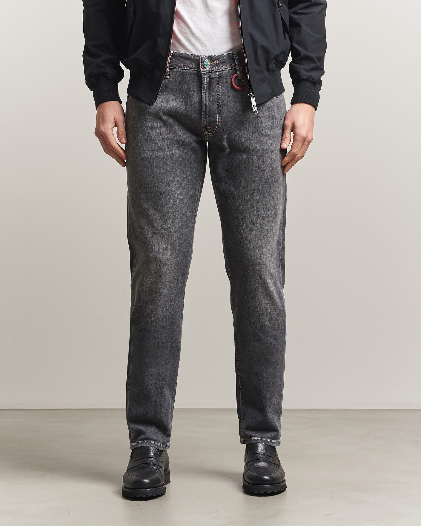 Herren | Jeans | Tramarossa | Michelangelo Contrast Seam Stretch Jeans Dark Grey