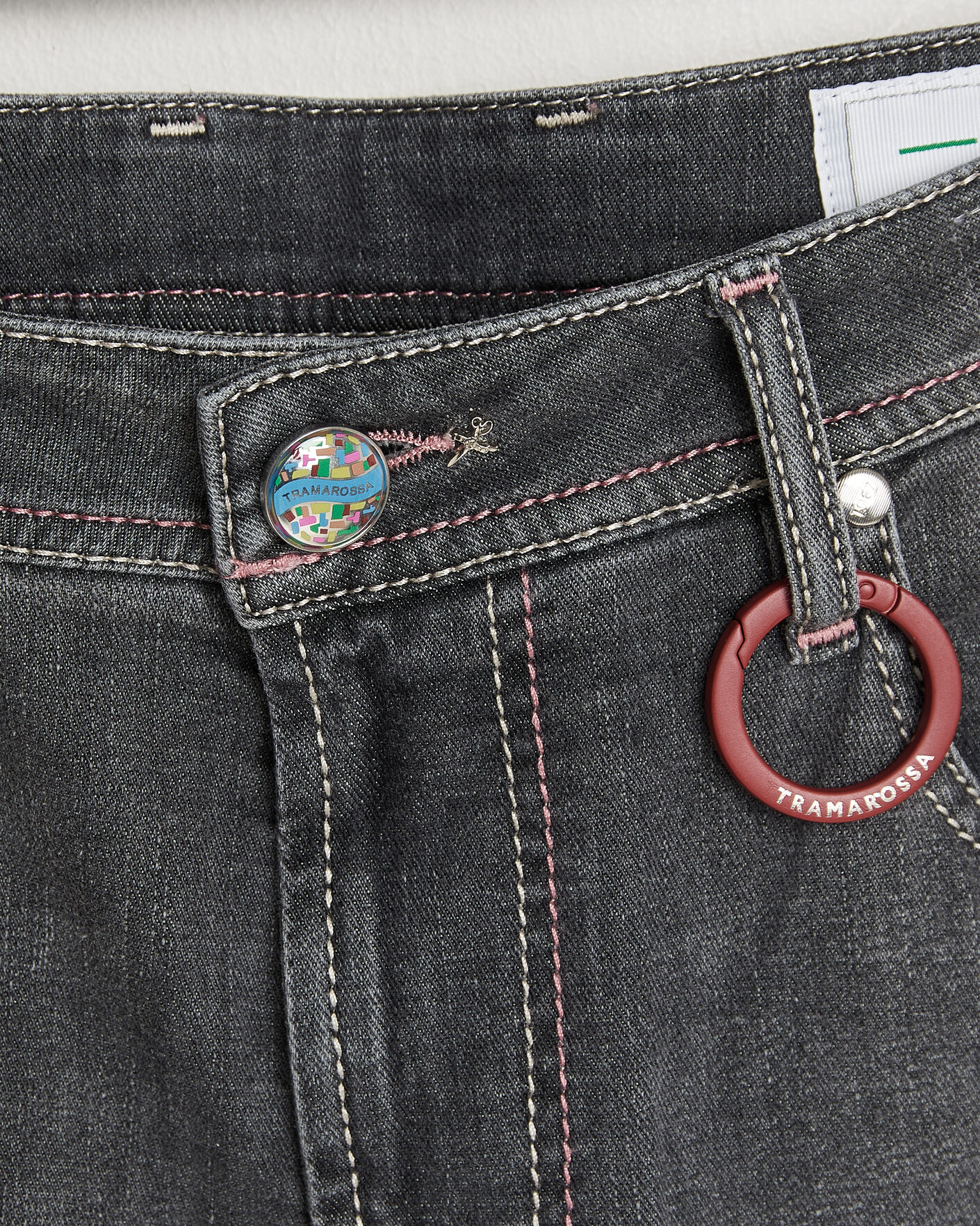 Herren | Jeans | Tramarossa | Michelangelo Contrast Seam Stretch Jeans Dark Grey