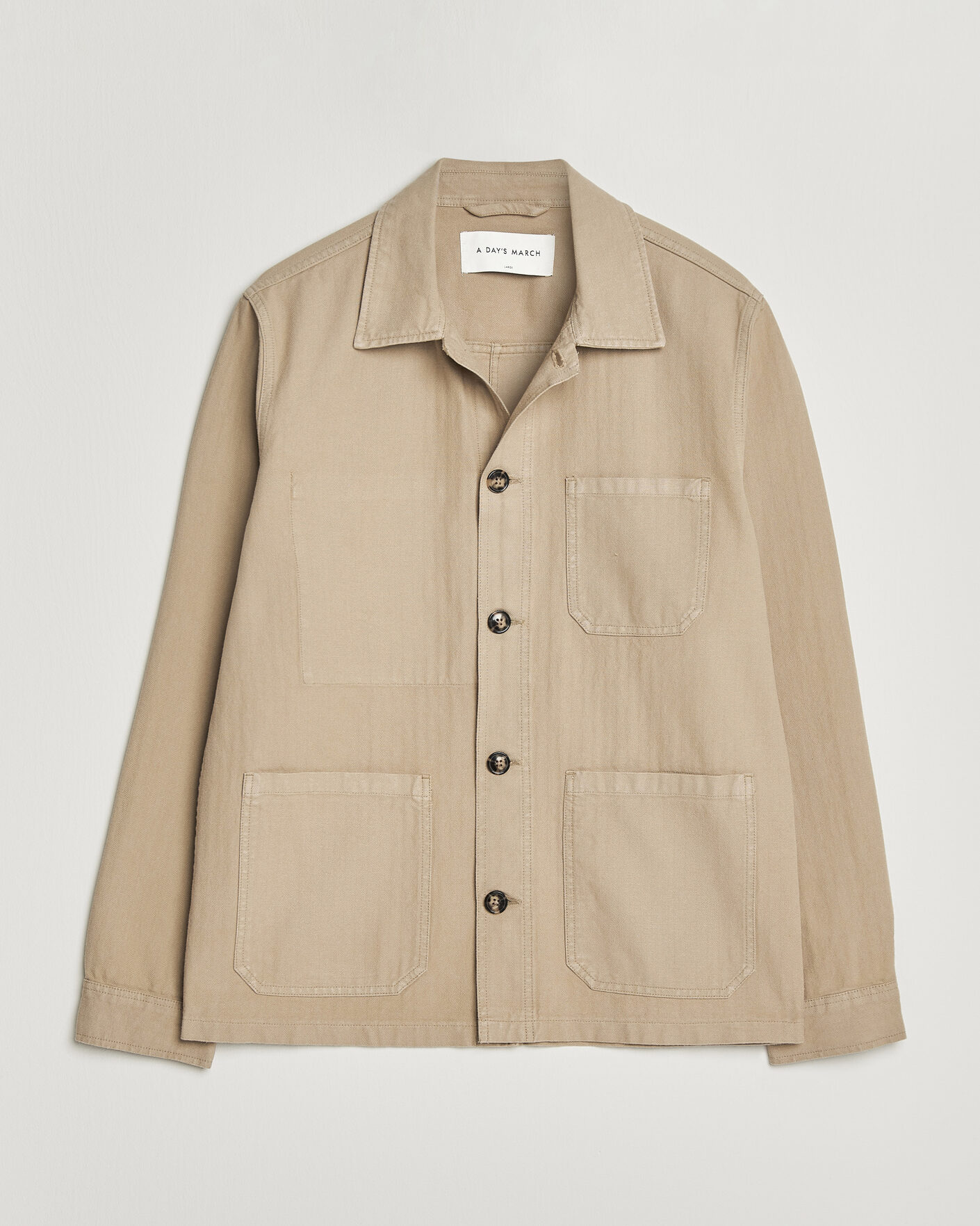 Herren | Neu im Onlineshop | A Day's March | Original Herringbone Overshirt Desert Taupe