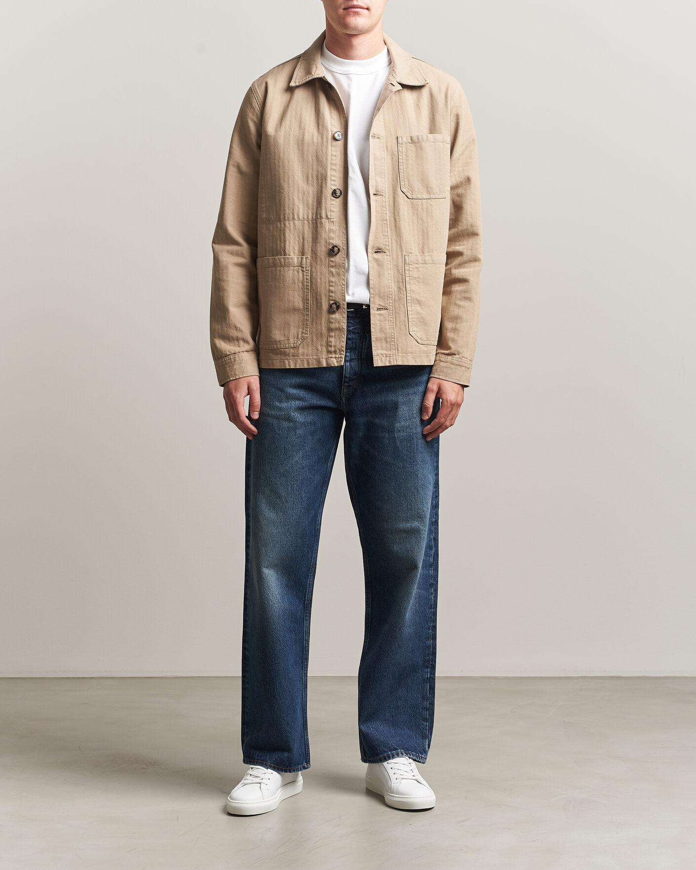 Herren | Hemden | A Day's March | Original Herringbone Overshirt Desert Taupe