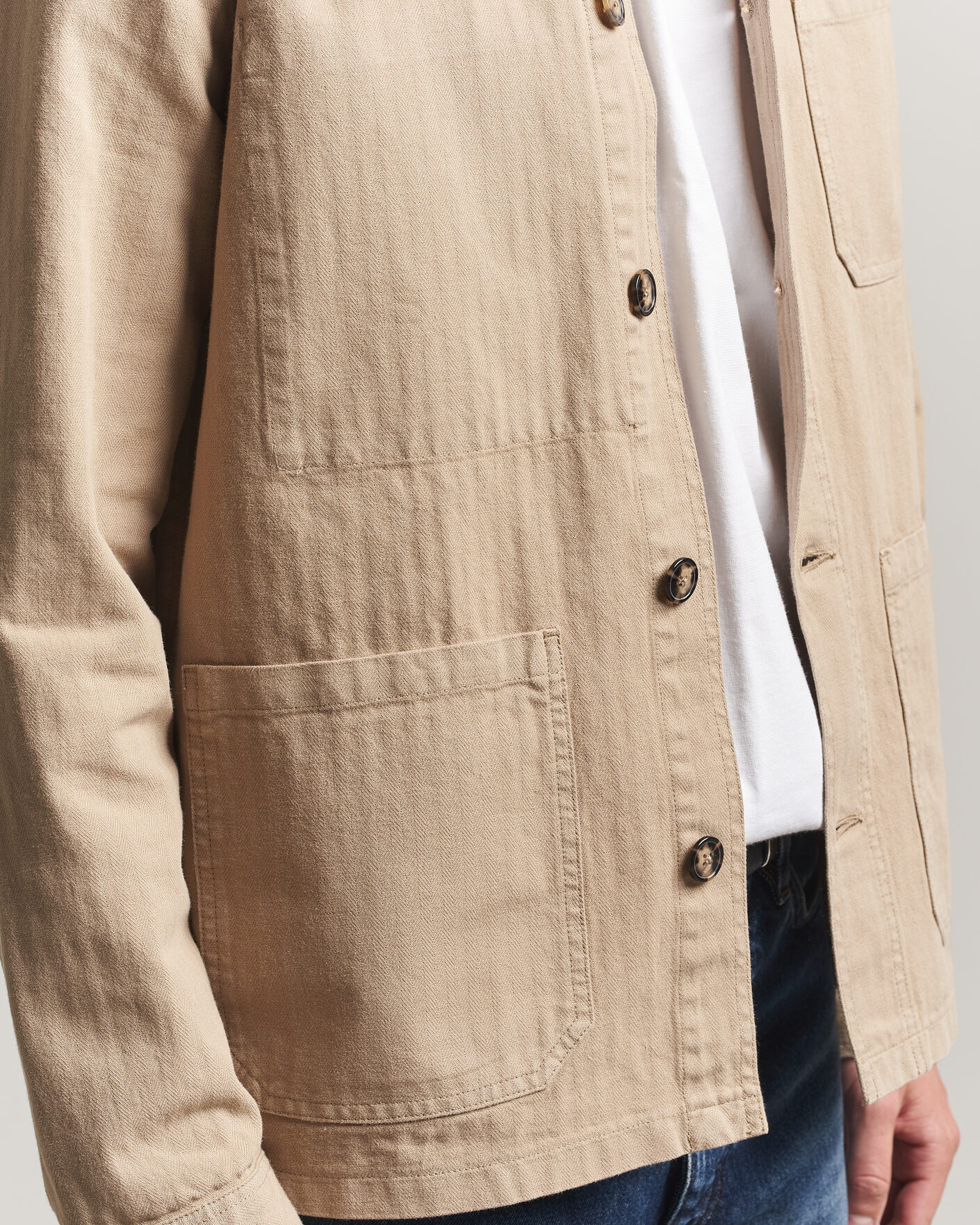 Herren | Hemden | A Day's March | Original Herringbone Overshirt Desert Taupe