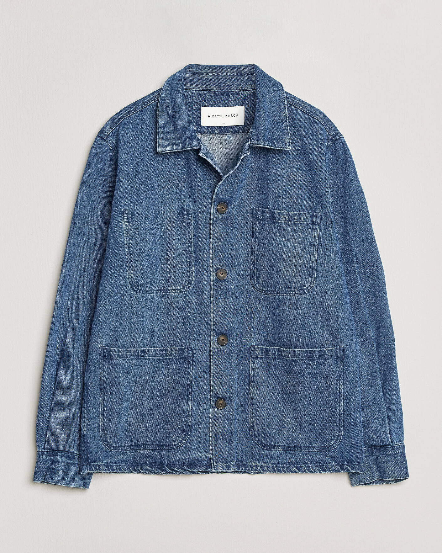 Herren | Hemden | A Day's March | Algot Denim Overshirt Washed Blue