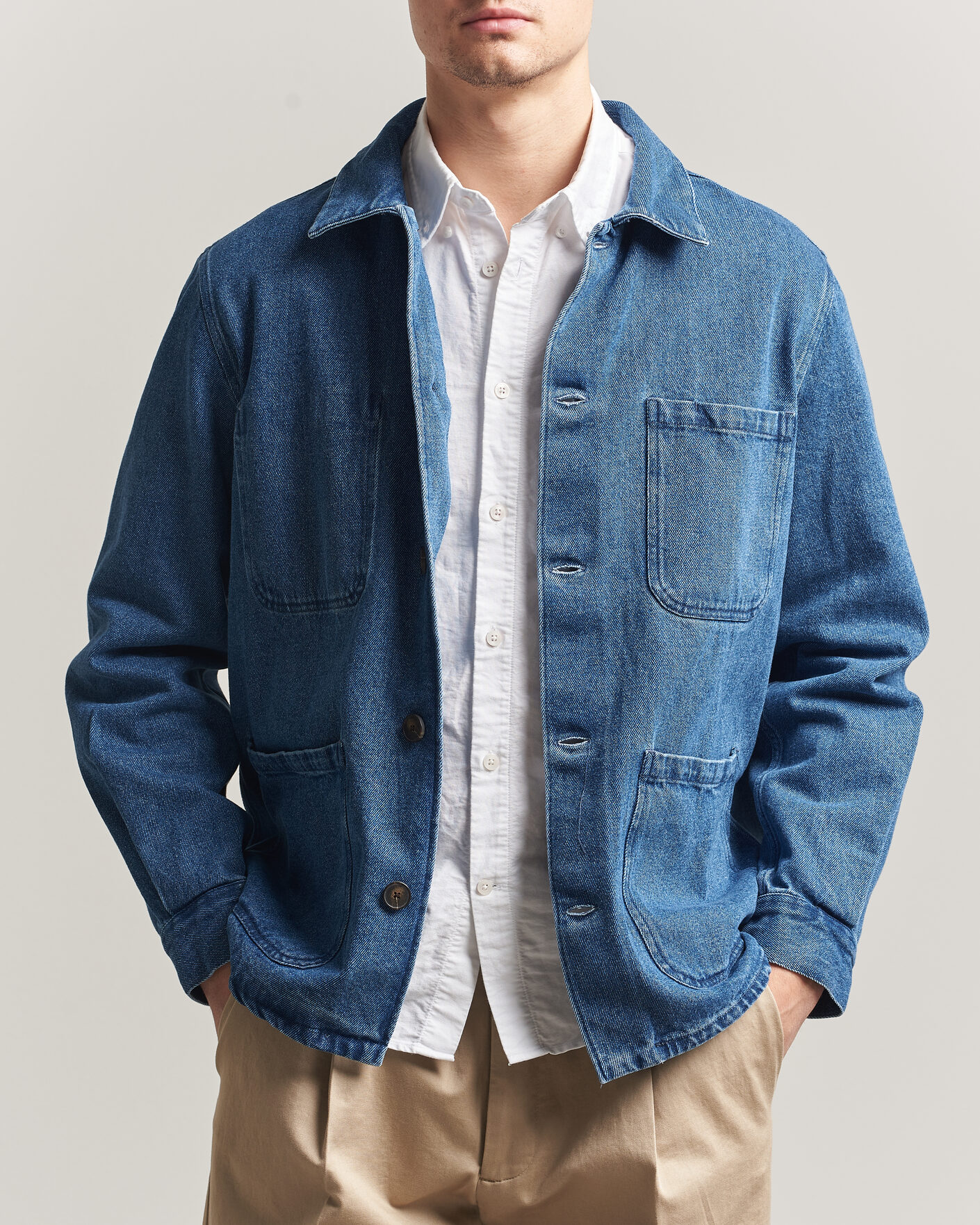 Herren | Hemden | A Day's March | Algot Denim Overshirt Washed Blue
