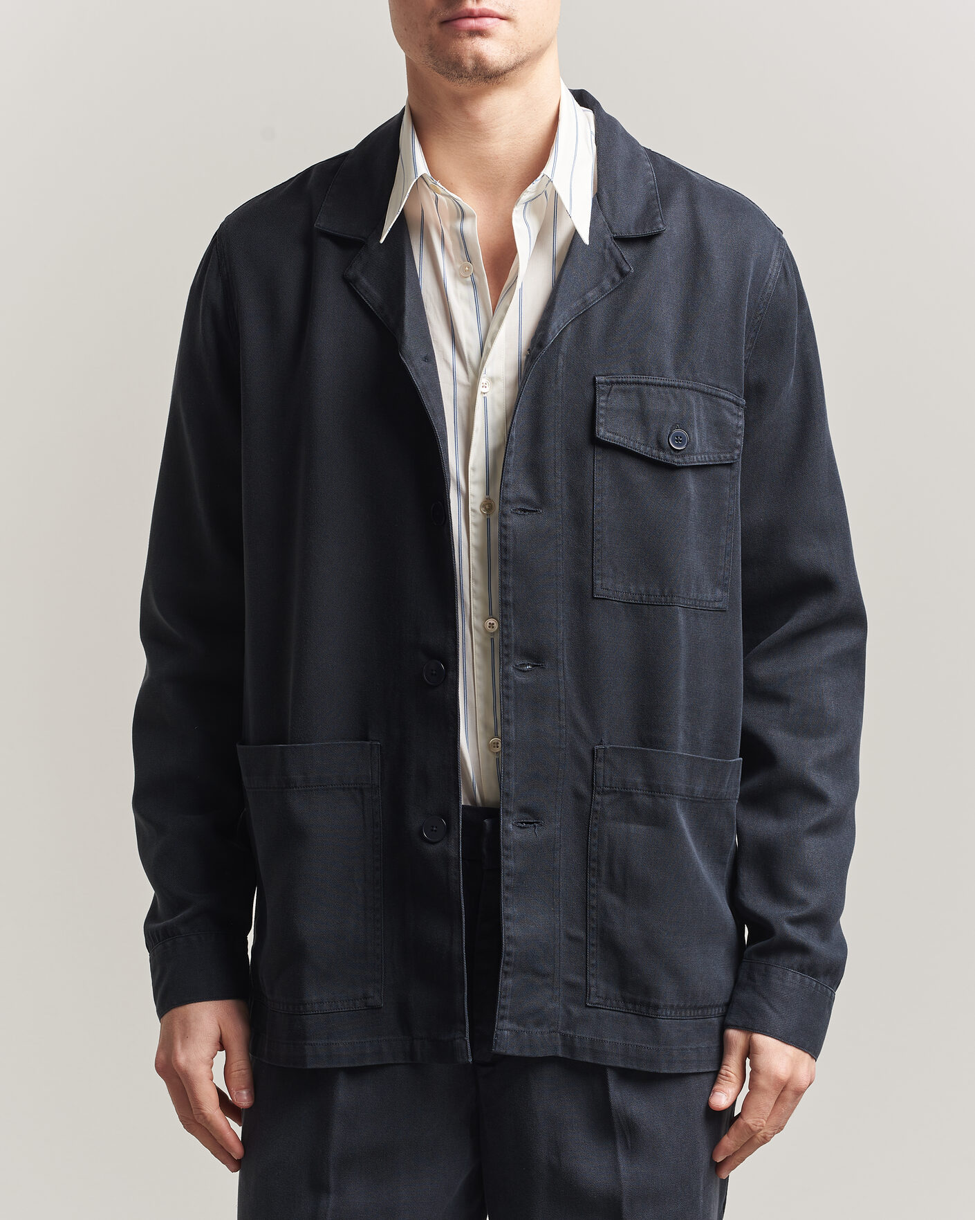 Herren | Hemden | A Day's March | Banagher Lyocell Overshirt Navy