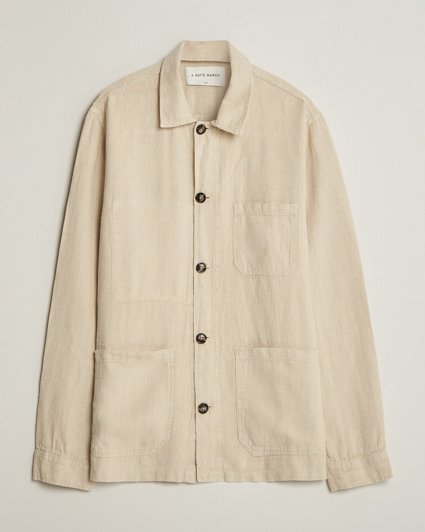 Herren | Hemden | A Day's March | Original Linen Overshirt Oyster