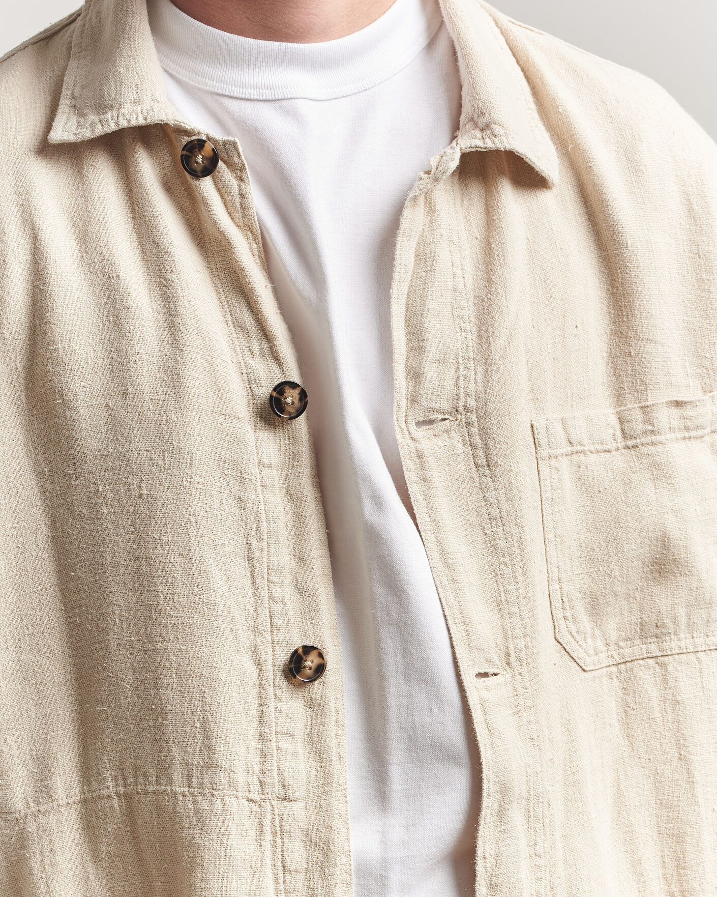 Herren | Hemden | A Day's March | Original Linen Overshirt Oyster