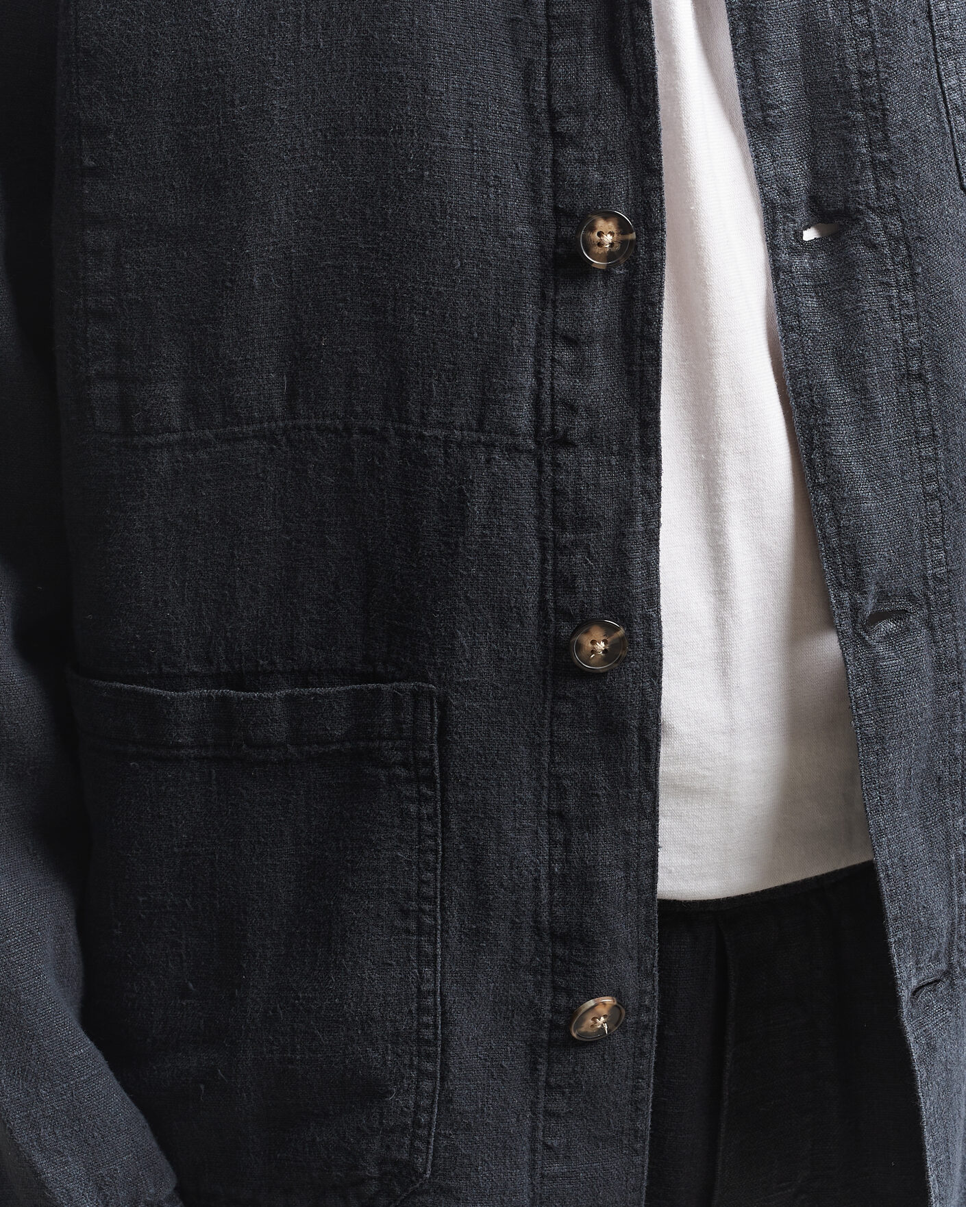 Herren | Hemden | A Day's March | Original Linen Overshirt Black