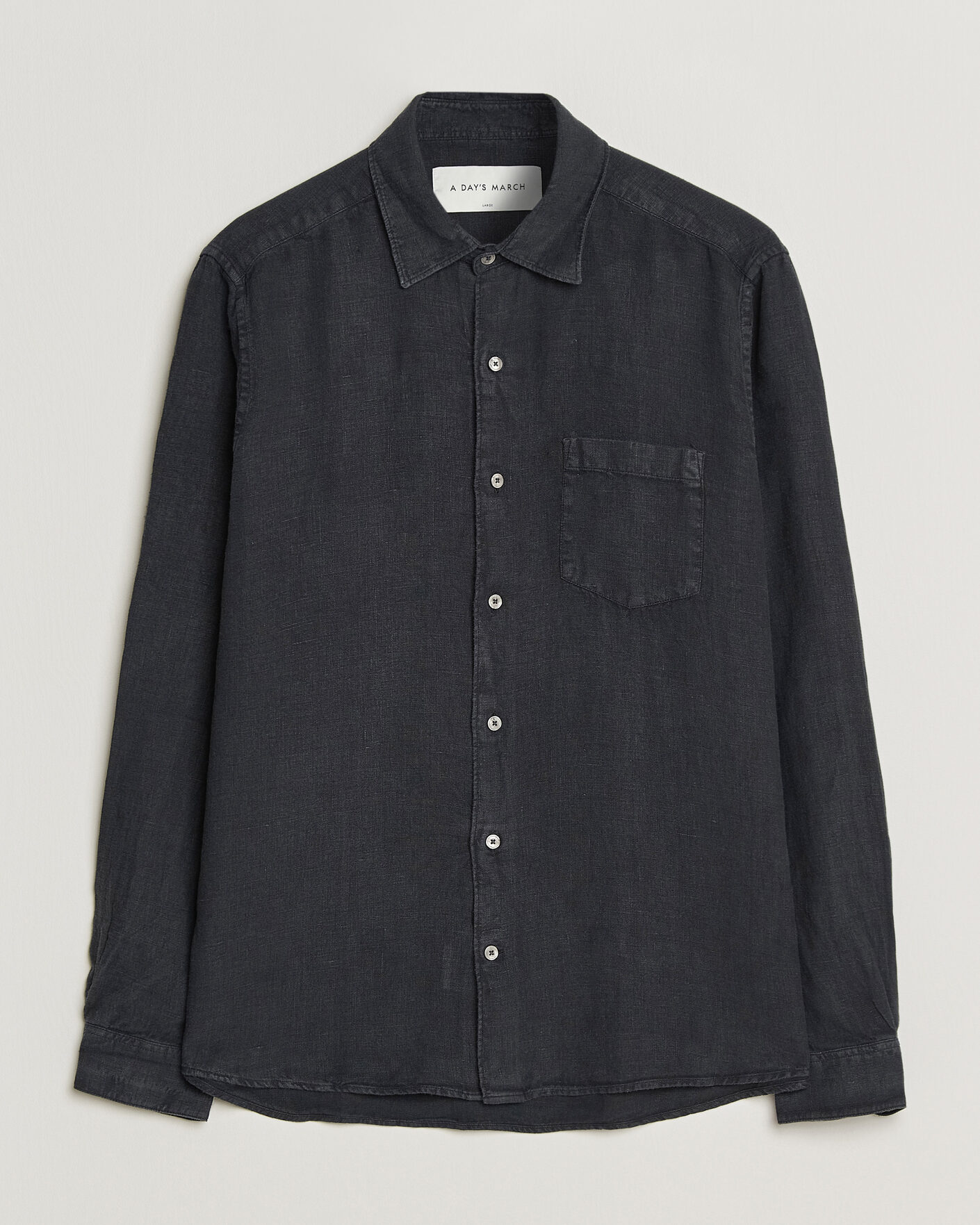 Herren | Hemden | A Day's March | Daintree Linen Shirt Off Black