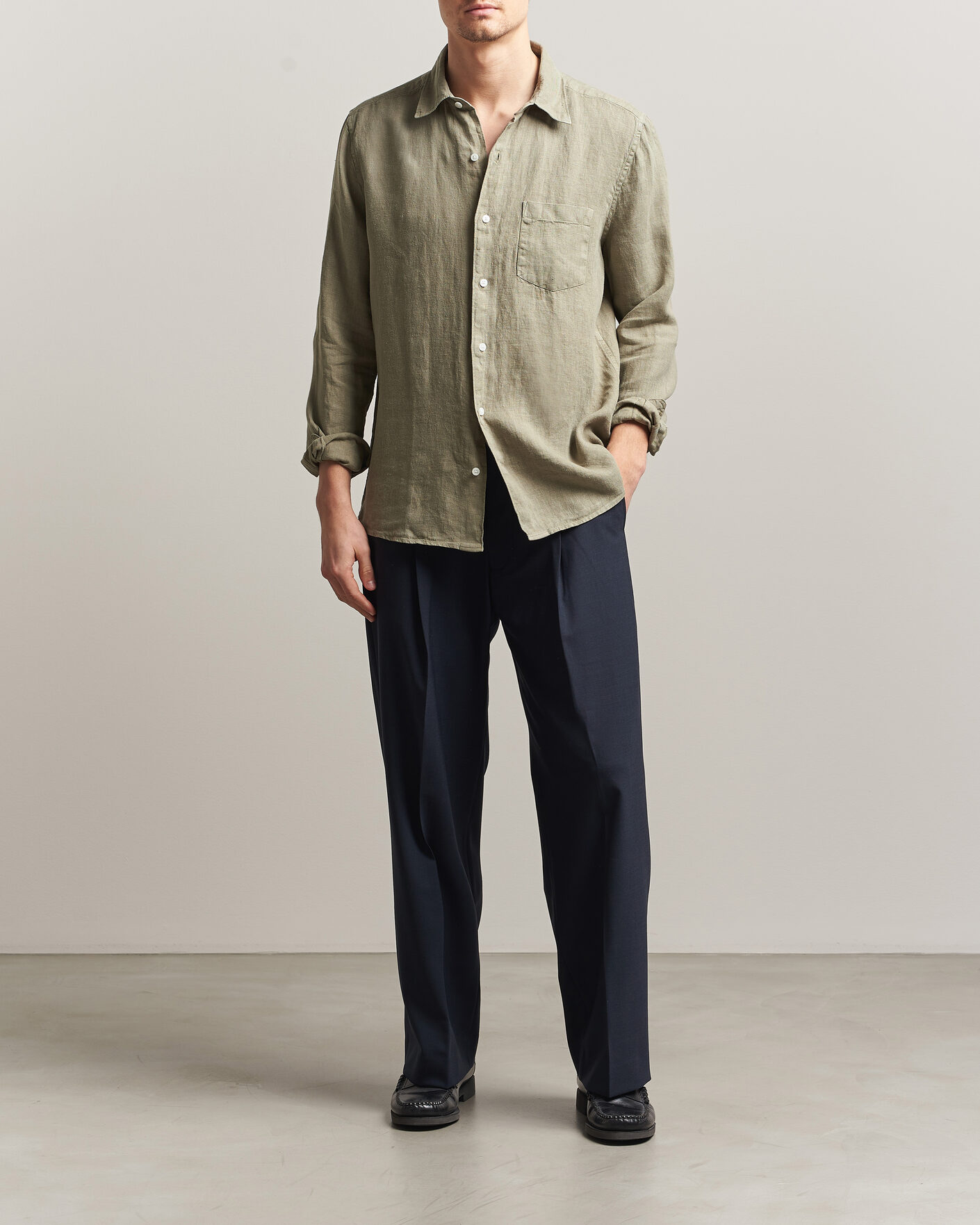 Herren | Hemden | A Day's March | Daintree Linen Shirt Misty Green