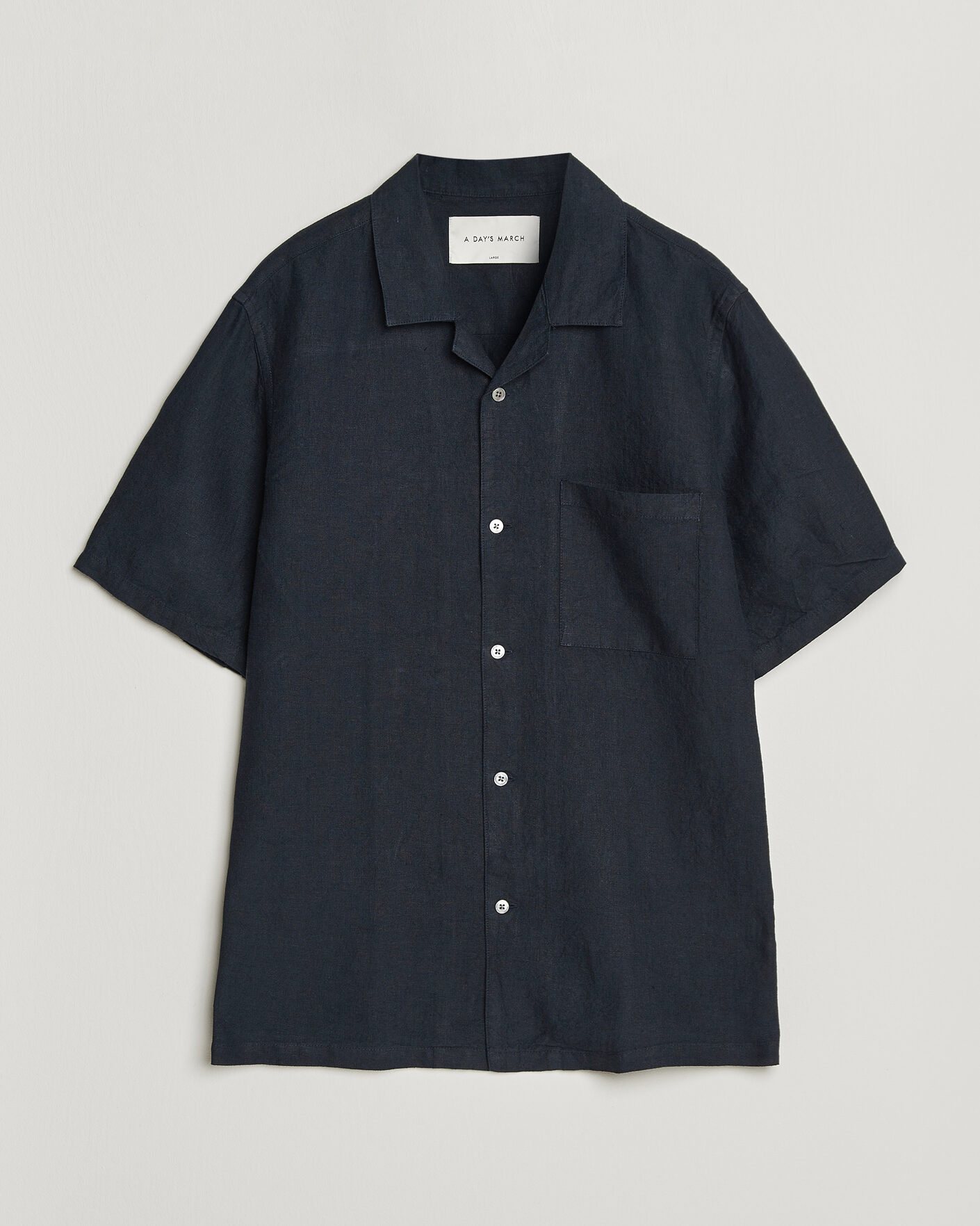 Herren | Hemden | A Day's March | Yamu Linen Short Sleeve Shirt Navy