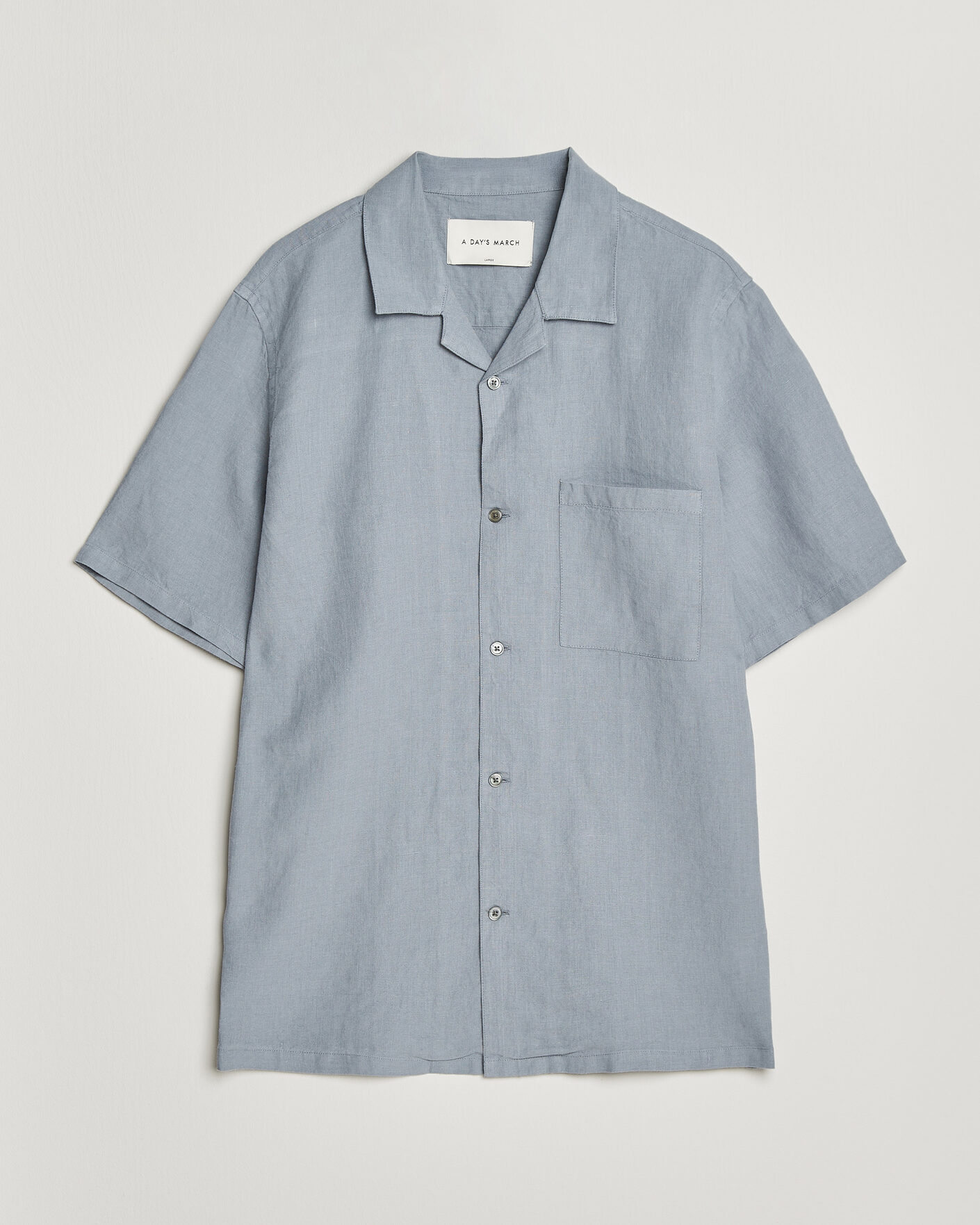 Herren | Hemden | A Day's March | Yamu Linen Short Sleeve Shirt Rock Blue