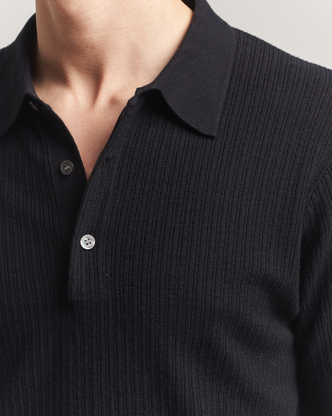 Herren | Poloshirts | A Day's March | Aspen Structured Knitted Polo Black