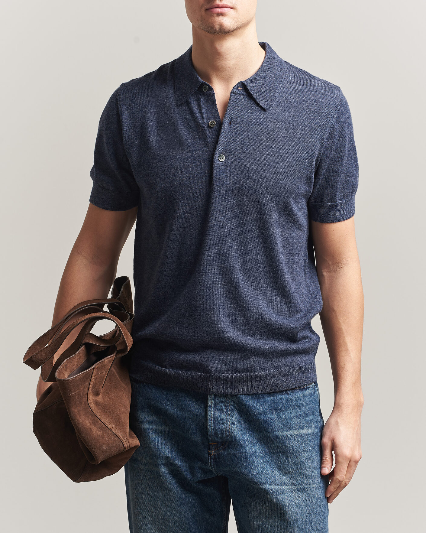 Herren | Poloshirts | A Day's March | Rosehall Knitted Polo Storm Blue