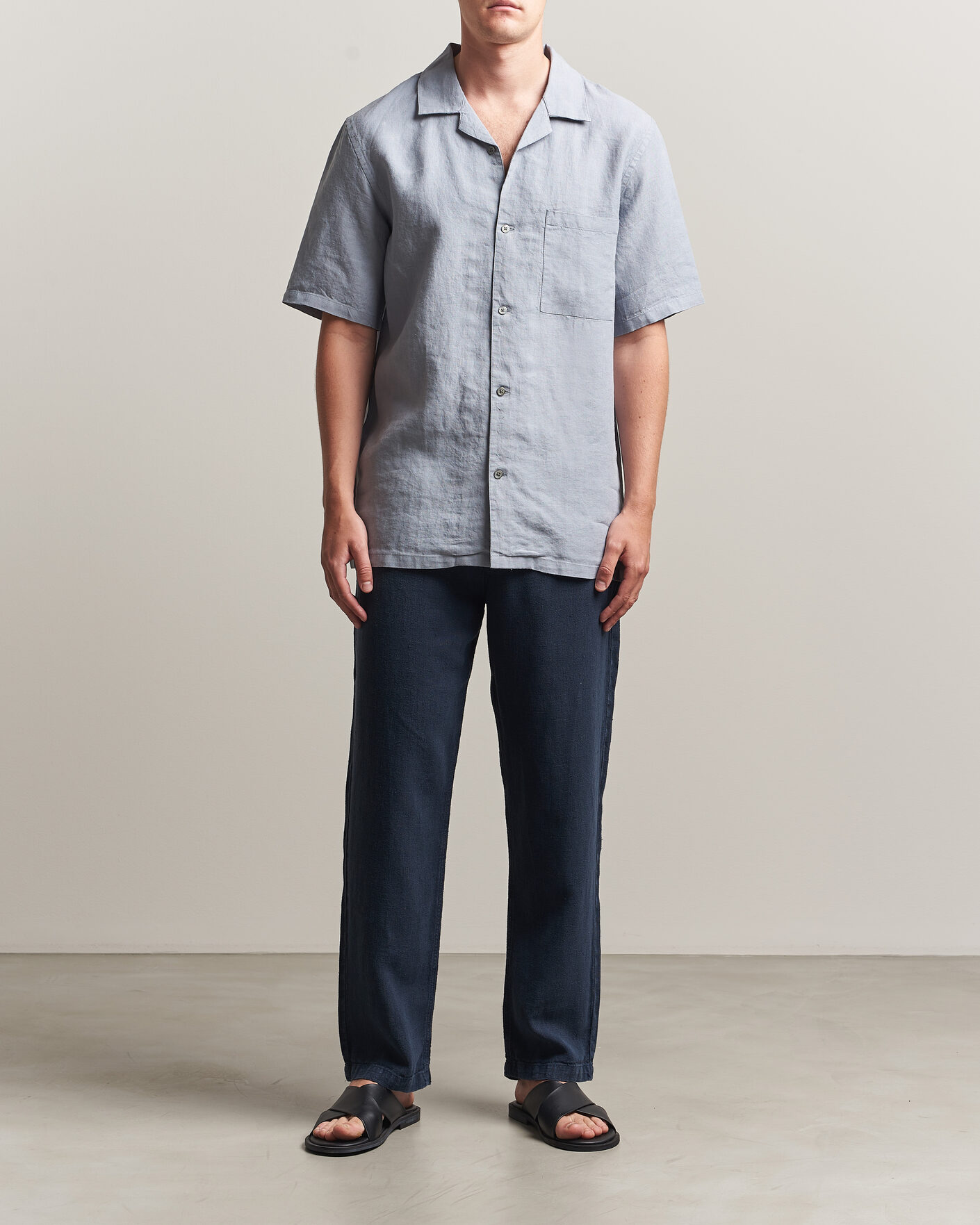 Herren | Hosen | A Day's March | Redwood Linen Trousers Navy