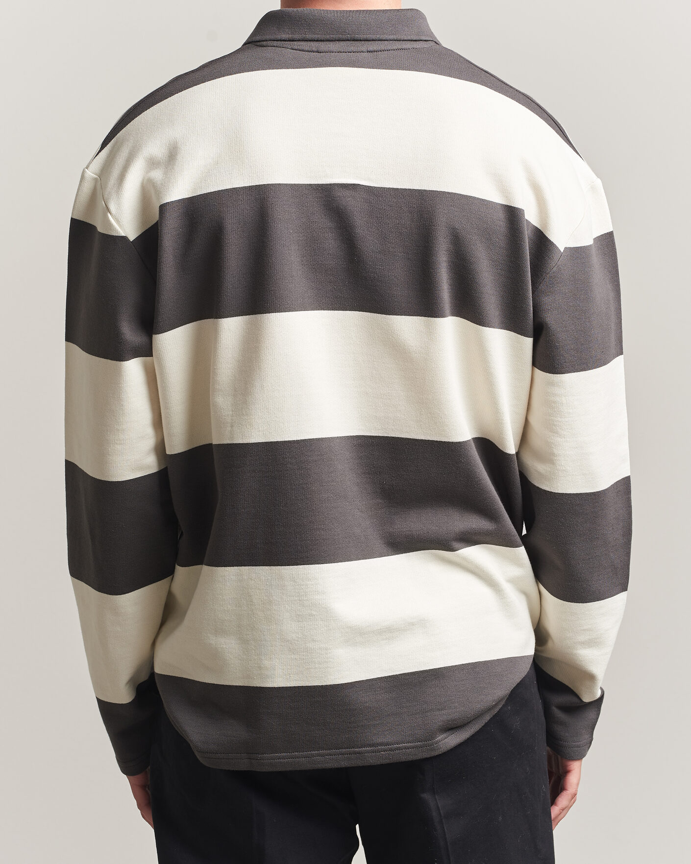 Herren | Pullover | LES DEUX | Prince Striped Long Sleeve Polo Raven Gray