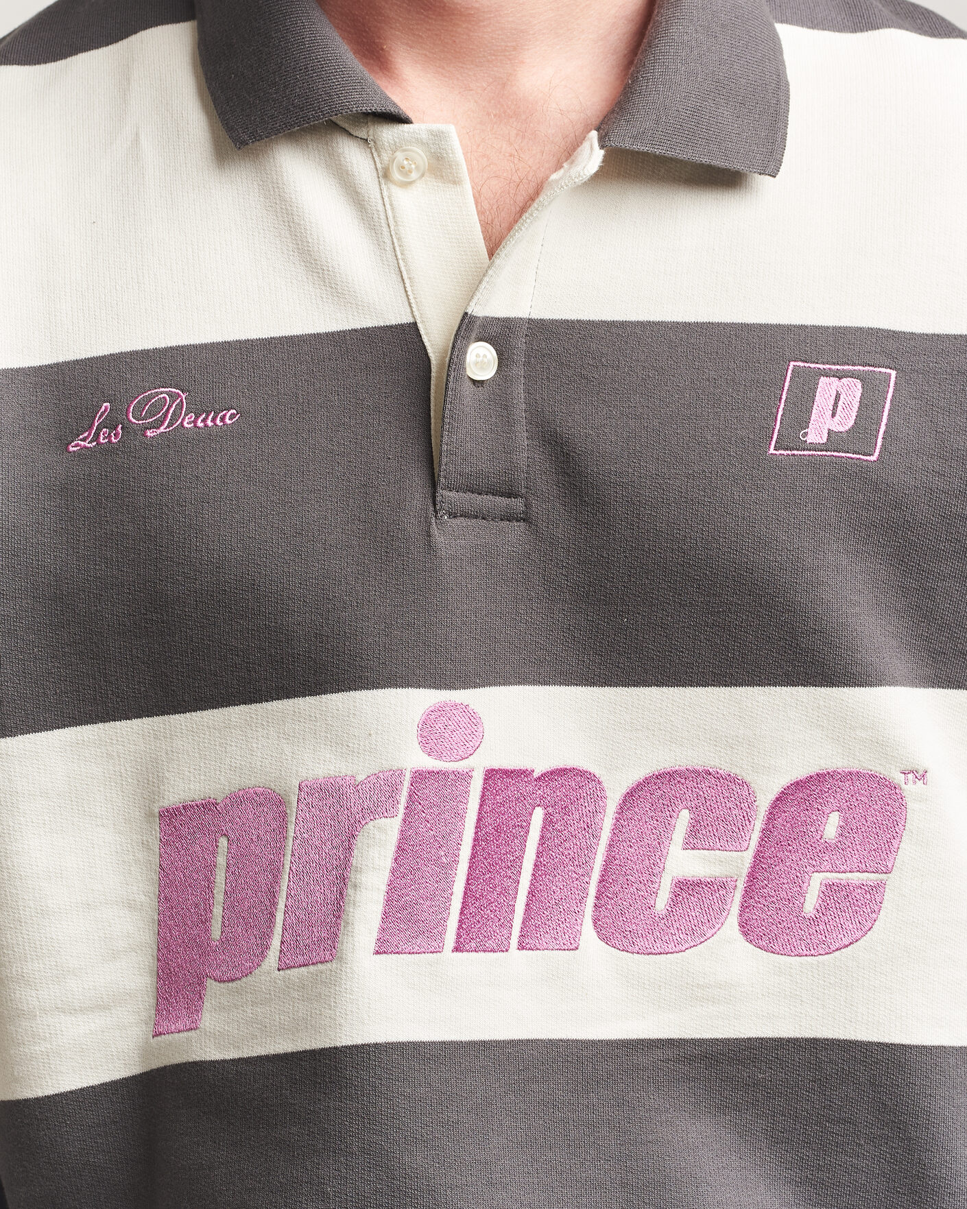 Herren | Pullover | LES DEUX | Prince Striped Long Sleeve Polo Raven Gray
