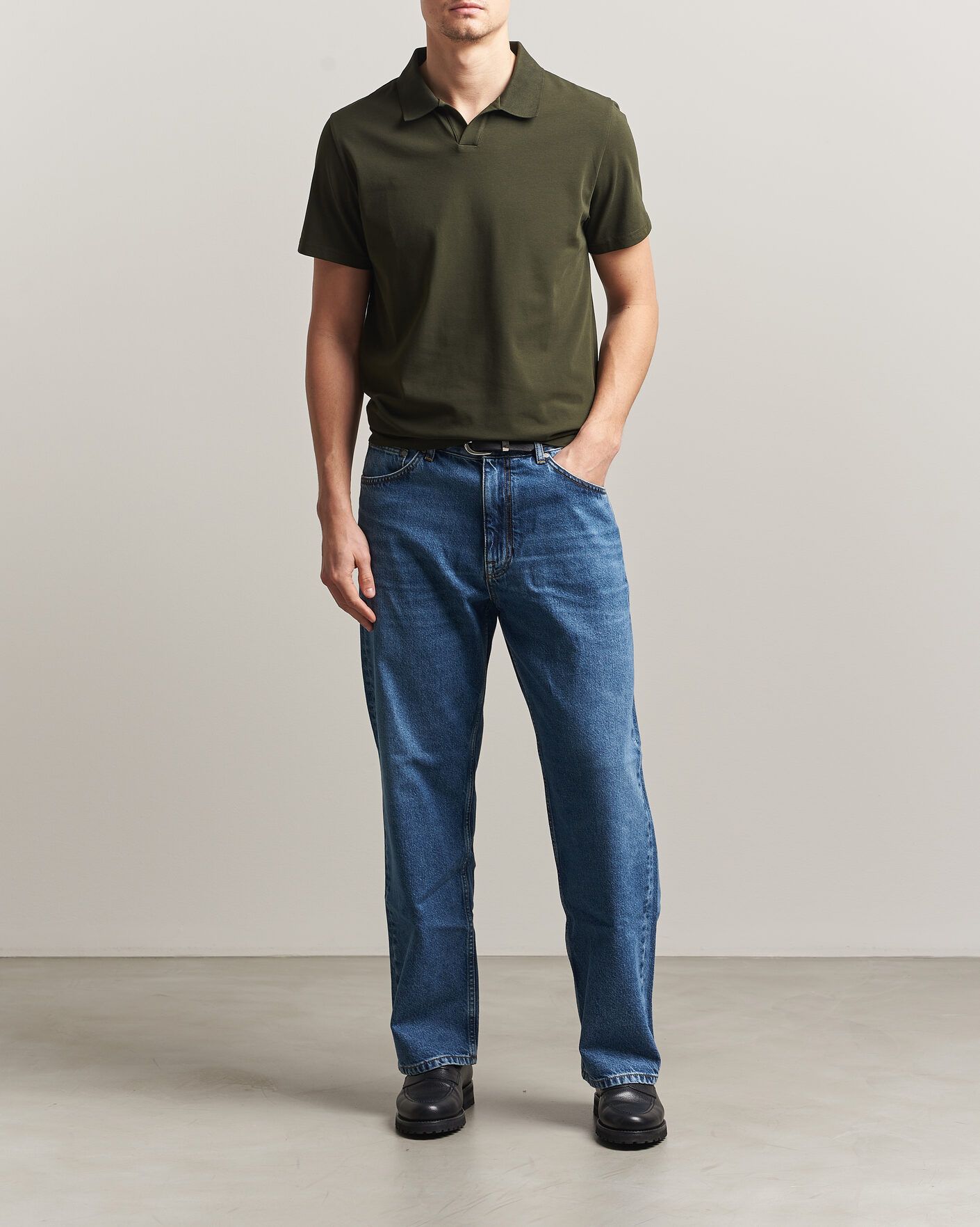 Herren | Poloshirts | Filippa K | Soft Lycra Polo T-Shirt Midnight Olive