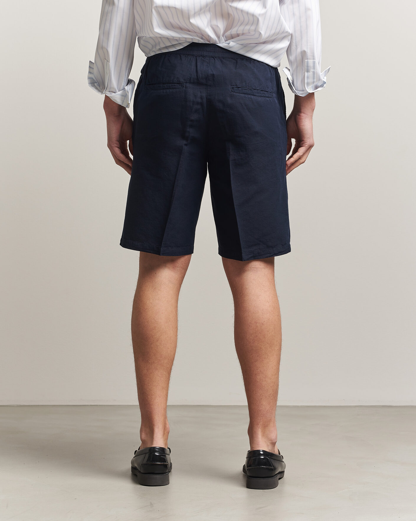 Herren | Shorts | Filippa K | Theo Relaxed Linen/Cotton Drawstring Shorts Navy
