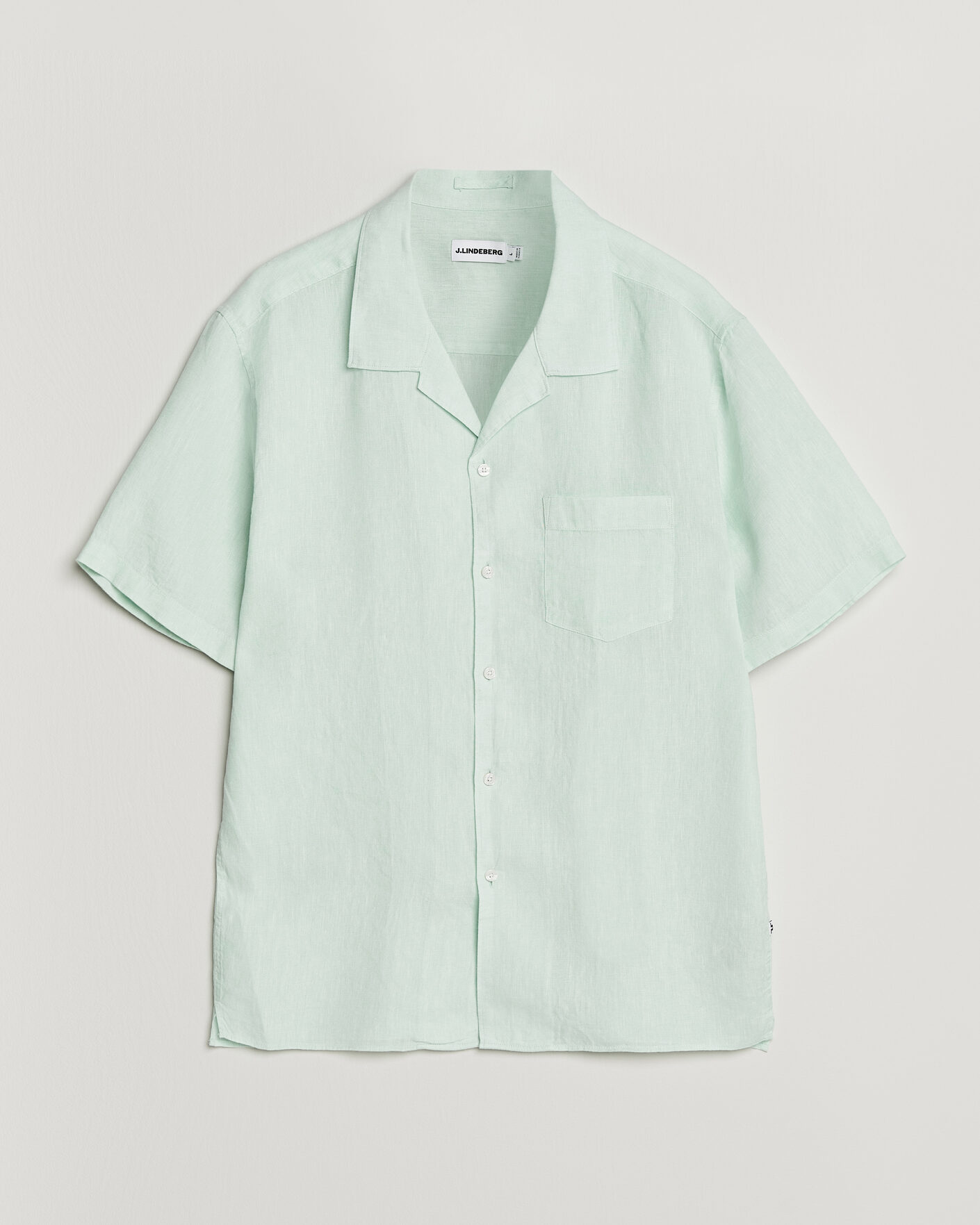 Herren | Hemden | J.Lindeberg | Elio Linen Short Sleeve Shirt Bay Green