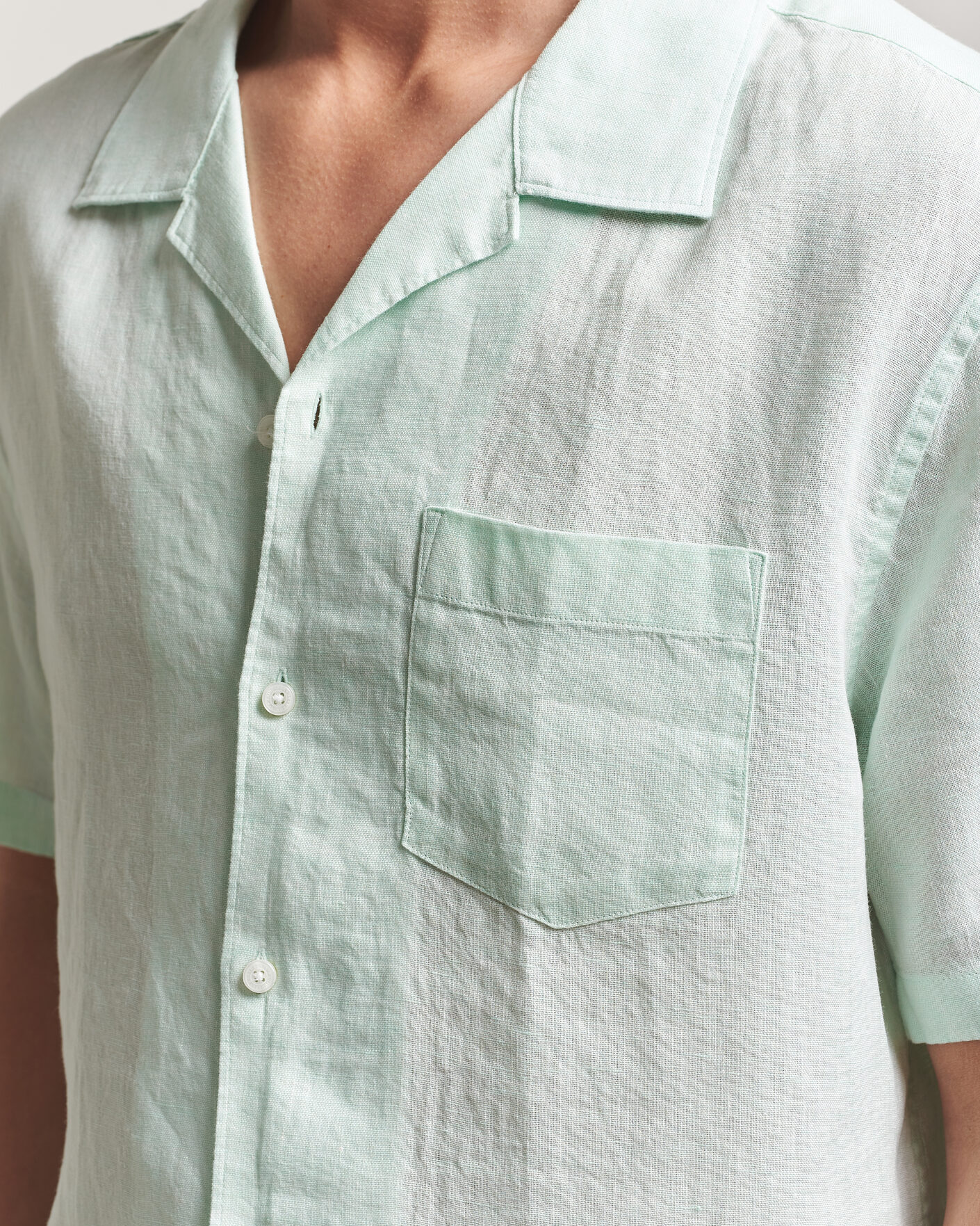 Herren | Hemden | J.Lindeberg | Elio Linen Short Sleeve Shirt Bay Green