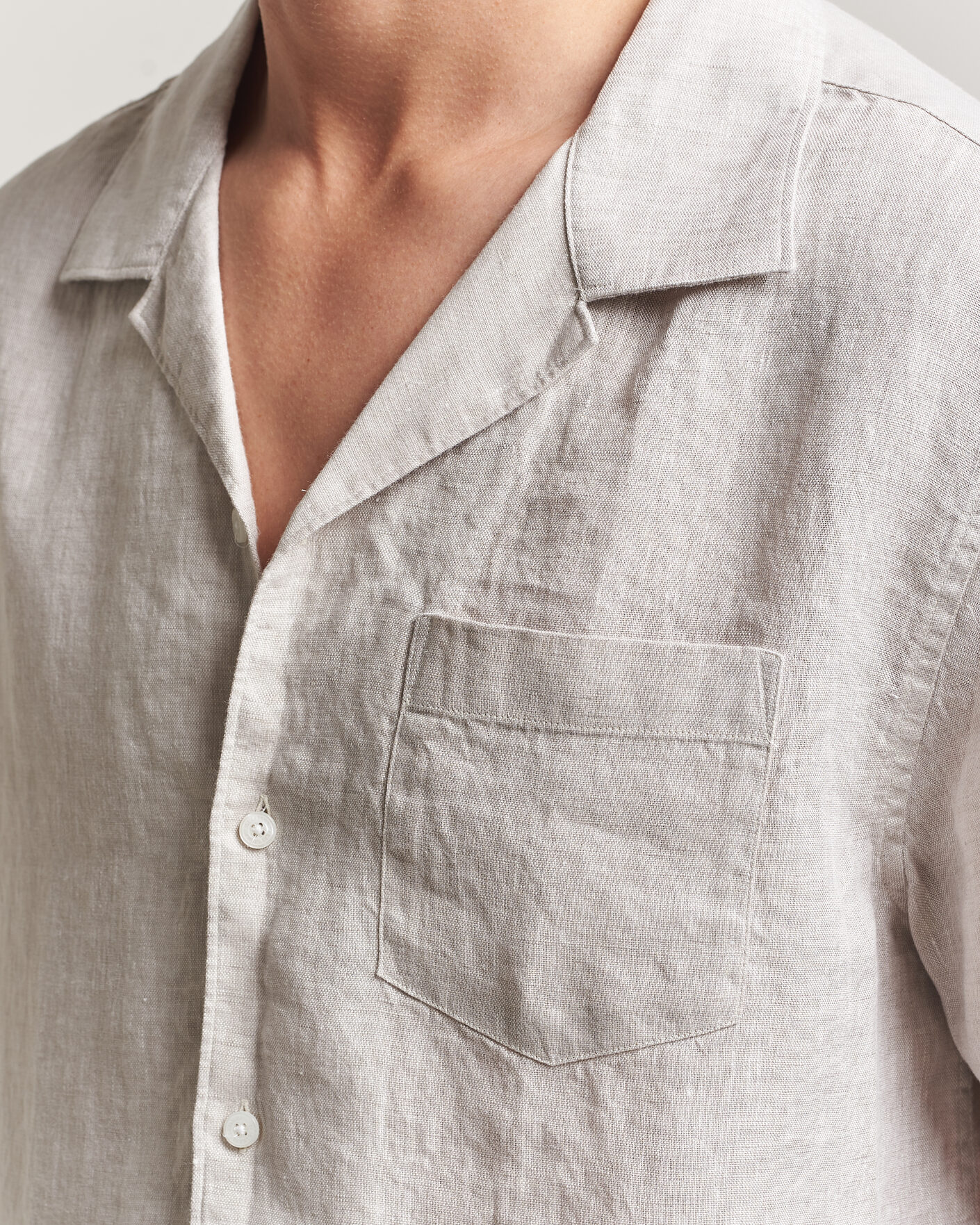 Herren | Hemden | J.Lindeberg | Elio Linen Short Sleeve Shirt Moonbeam