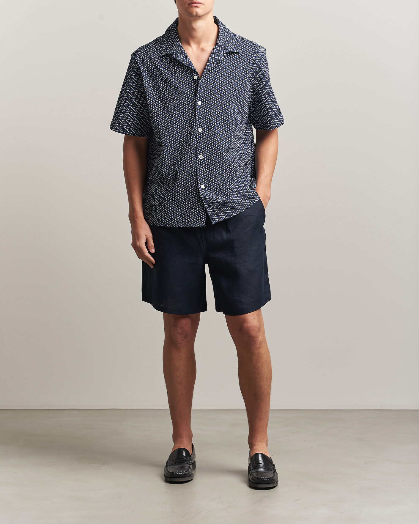 Herren | Shorts | J.Lindeberg | Joff Linen Drawstring Shorts Navy