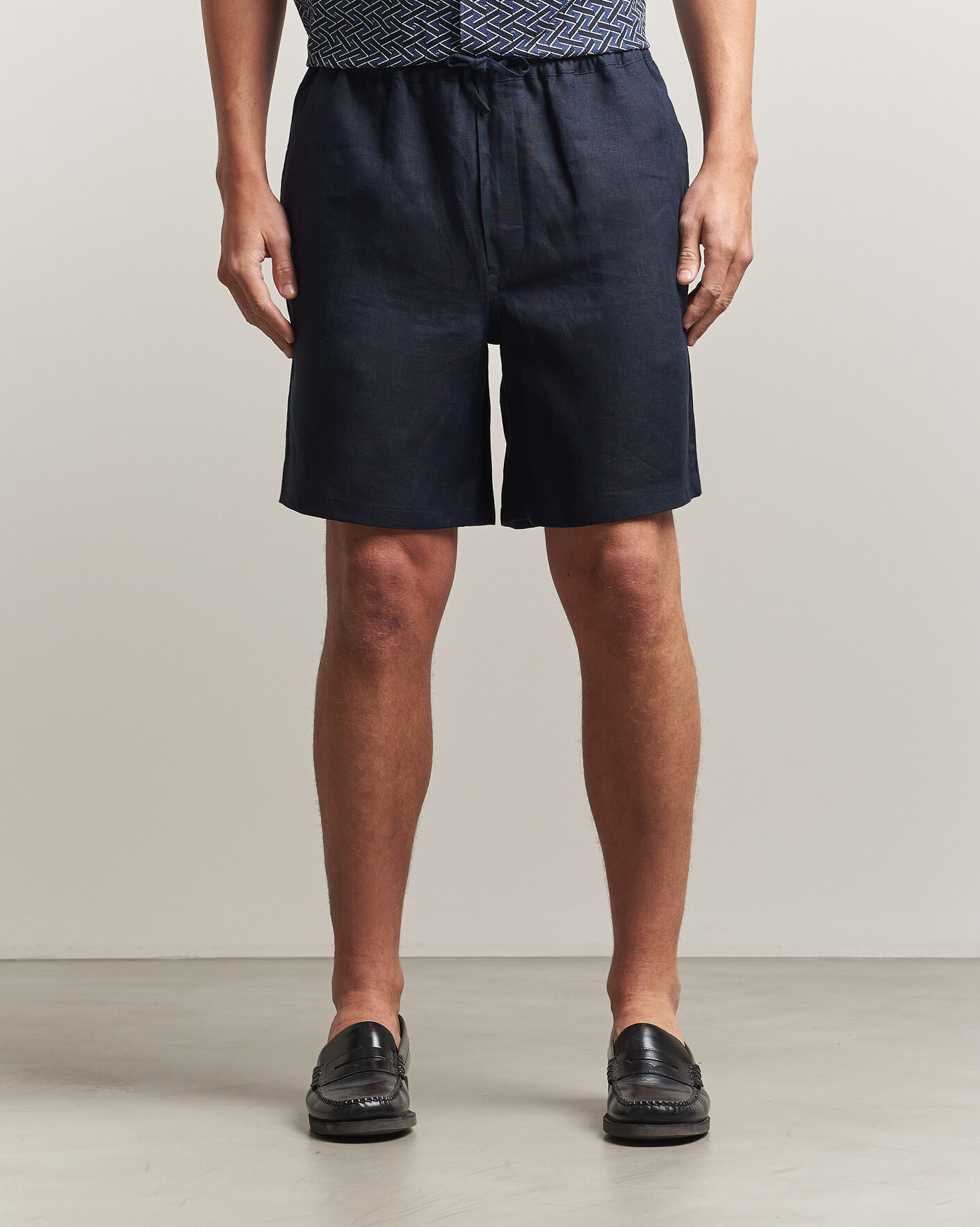Herren | Shorts | J.Lindeberg | Joff Linen Drawstring Shorts Navy