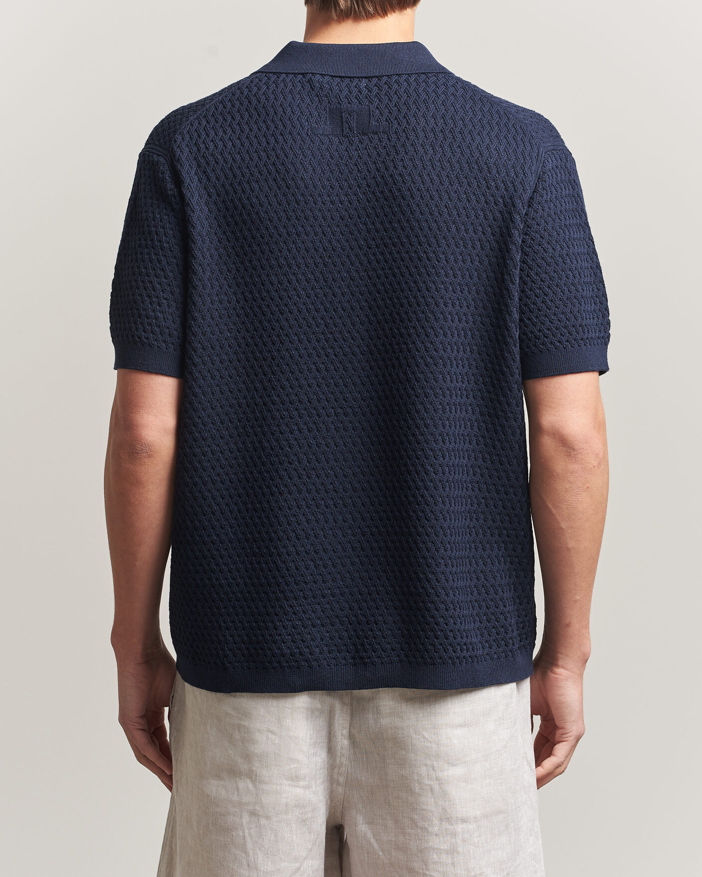 Herren | Poloshirts | J.Lindeberg | Jacques Structured Knitted Polo Navy
