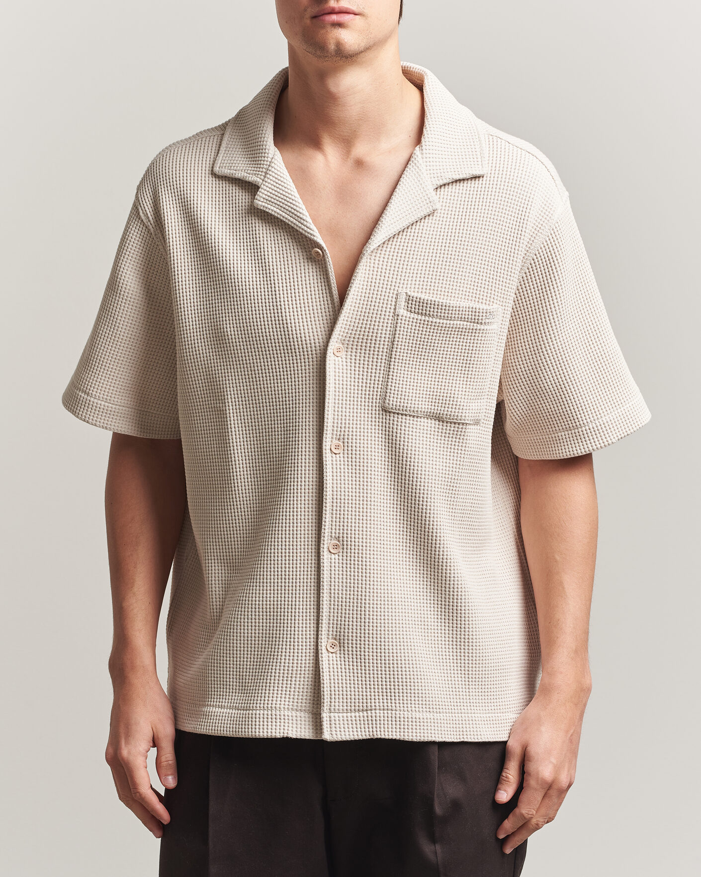 Herren | Hemden | J.Lindeberg | Theron Waffle Resort Shirt Moonbeam