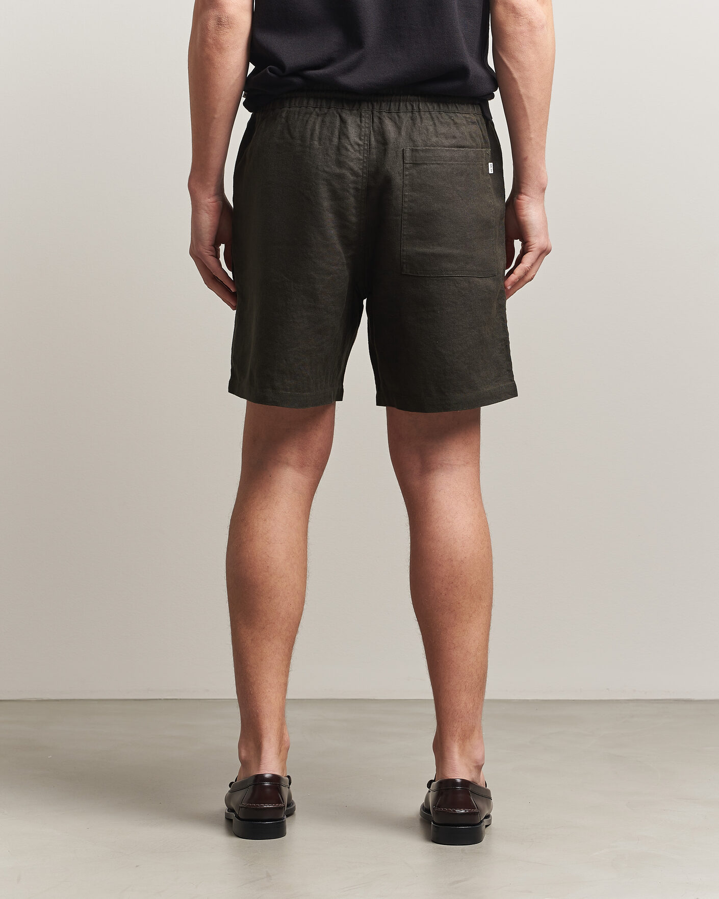 Herren | Shorts | NN07 | Gregor Linen Drawstring Shorts Dark Army