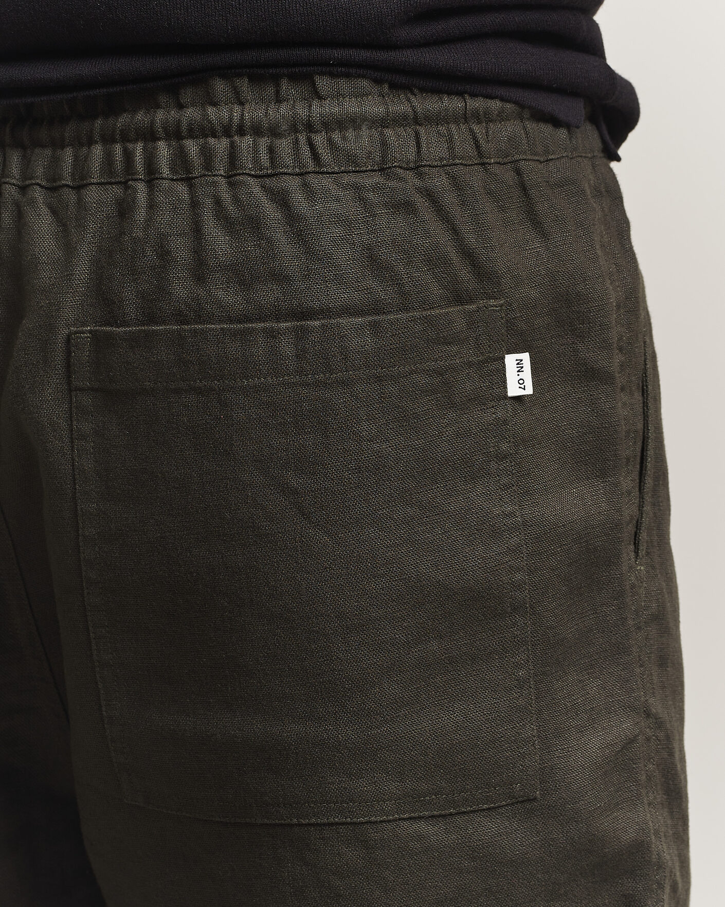 Herren | Shorts | NN07 | Gregor Linen Drawstring Shorts Dark Army