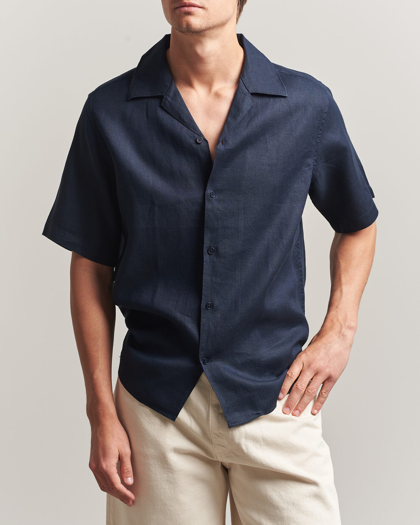 Herren | Hemden | NN07 | Julio Linen Resort Shirt Navy Blue