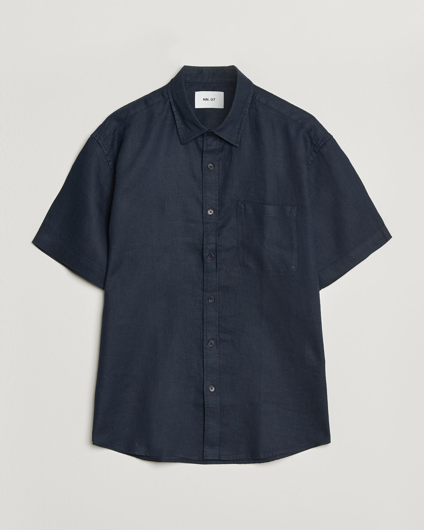 Herren | Hemden | NN07 | Deon Linen Short Sleeve Shirt Navy Blue