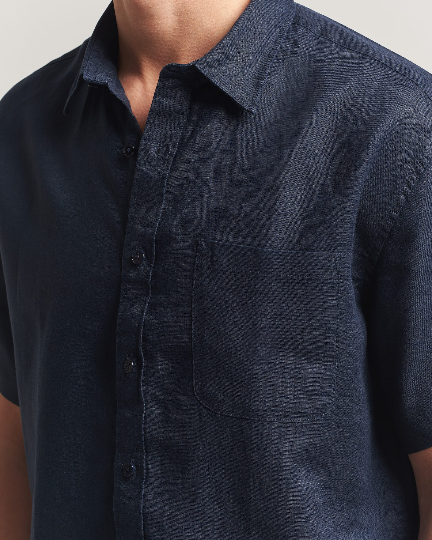 Herren | Hemden | NN07 | Deon Linen Short Sleeve Shirt Navy Blue