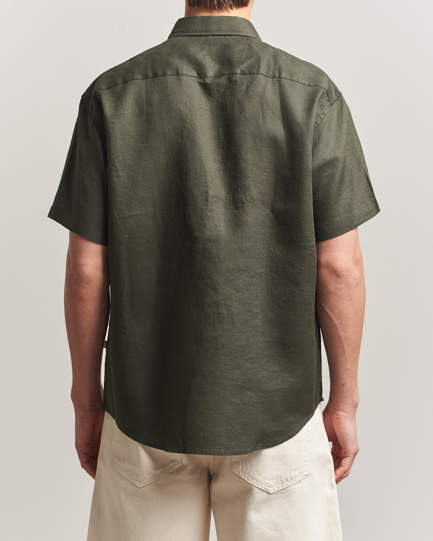 Herren | Hemden | NN07 | Deon Linen Short Sleeve Shirt Dark Army