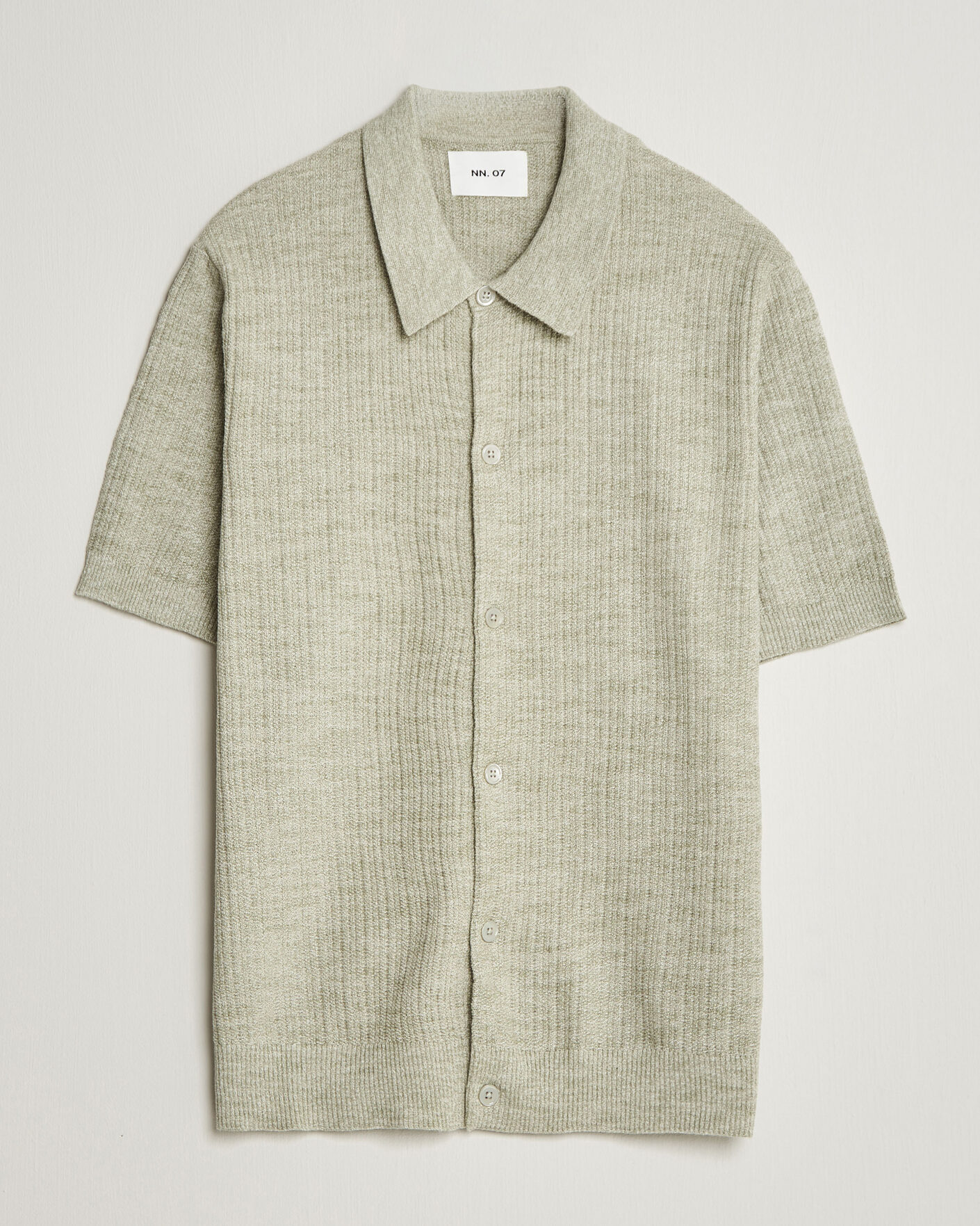 Herren | Hemden | NN07 | Nolan Knitted Short Sleeve Shirt Sage Green