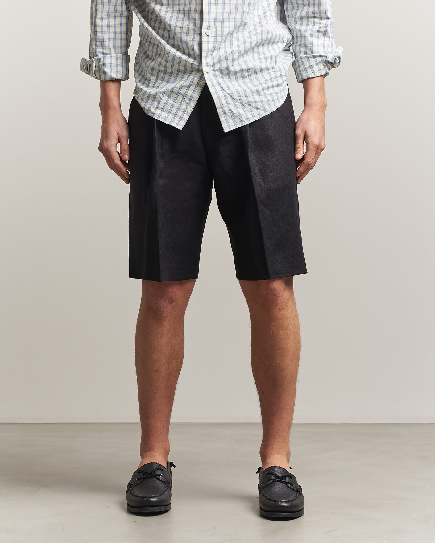 Herren | Shorts | NN07 | Kay Relaxed Fit Linen Drawstring Shorts Black